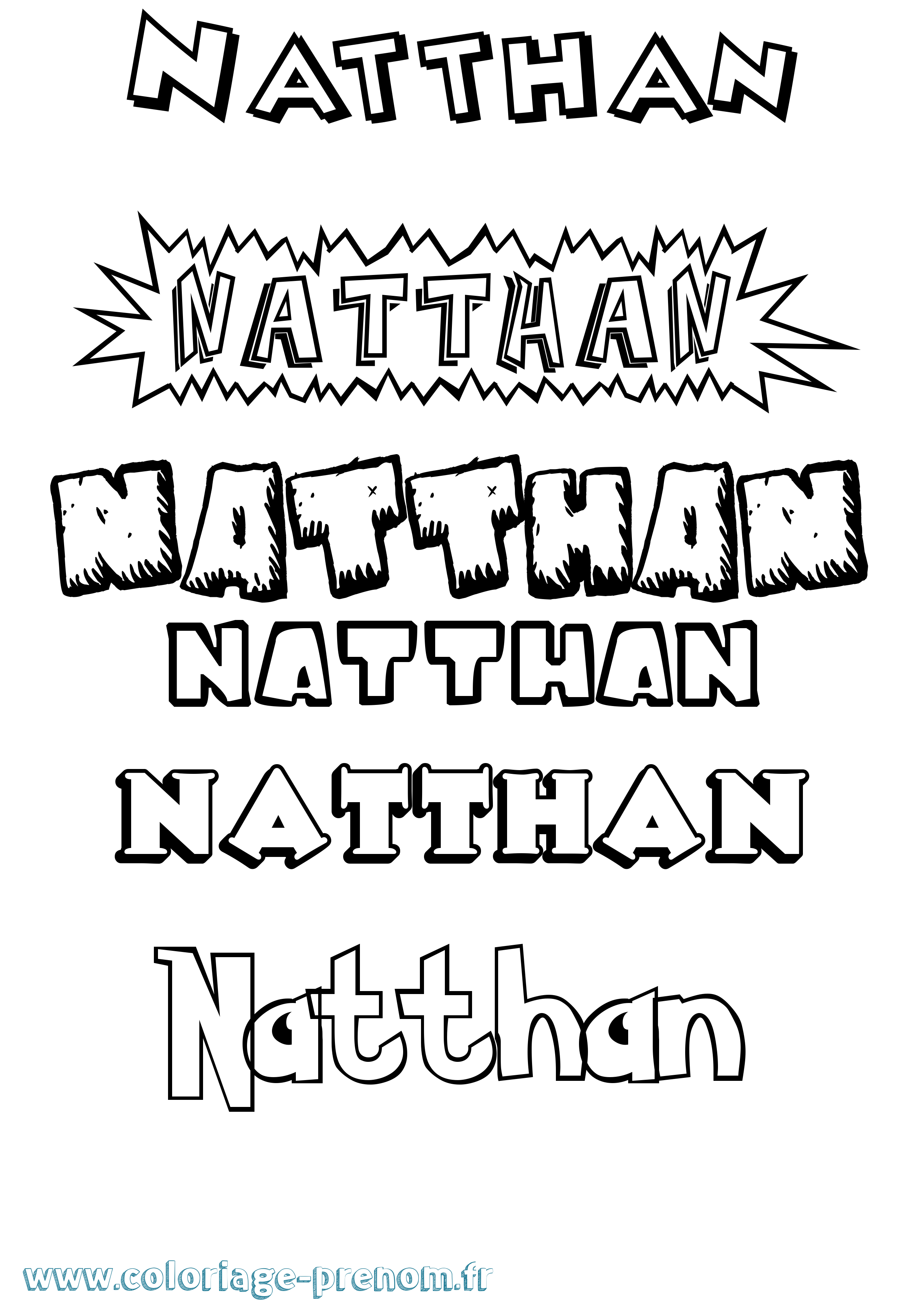 Coloriage Natthan Dessin Animé Coloriage prénom Natthan Dessin Animé