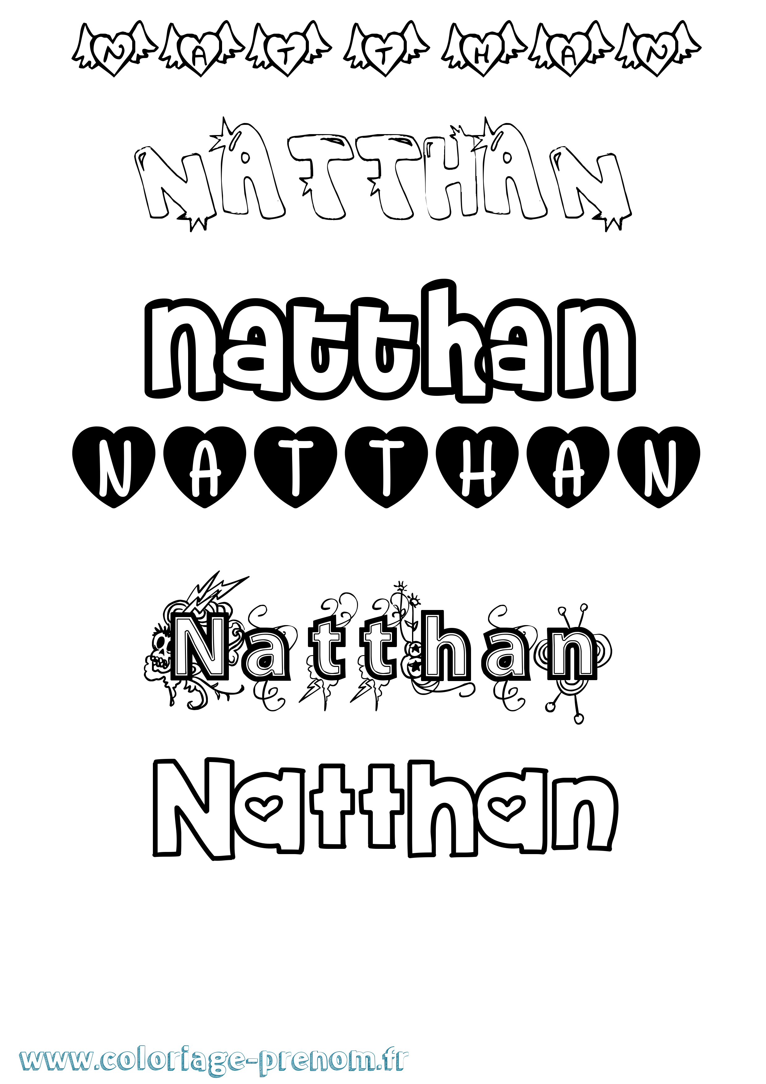 Coloriage Natthan Girly Coloriage prénom Natthan Girly