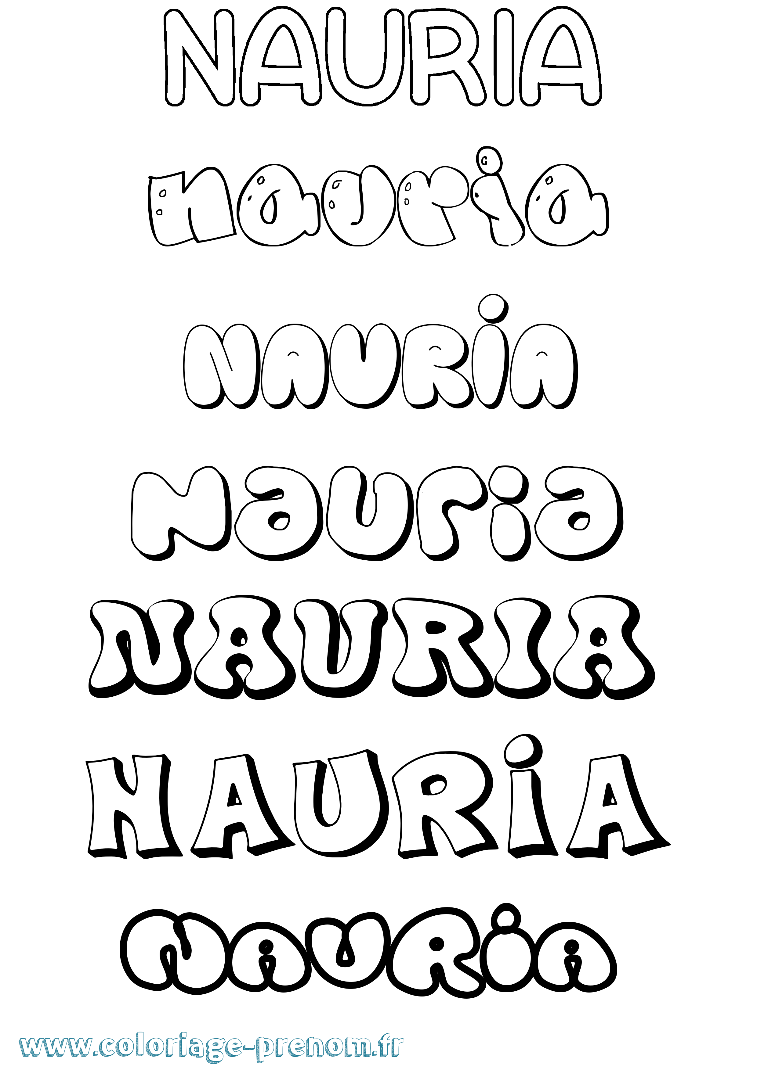 Coloriage Nauria Bubble Coloriage prénom Nauria Bubble