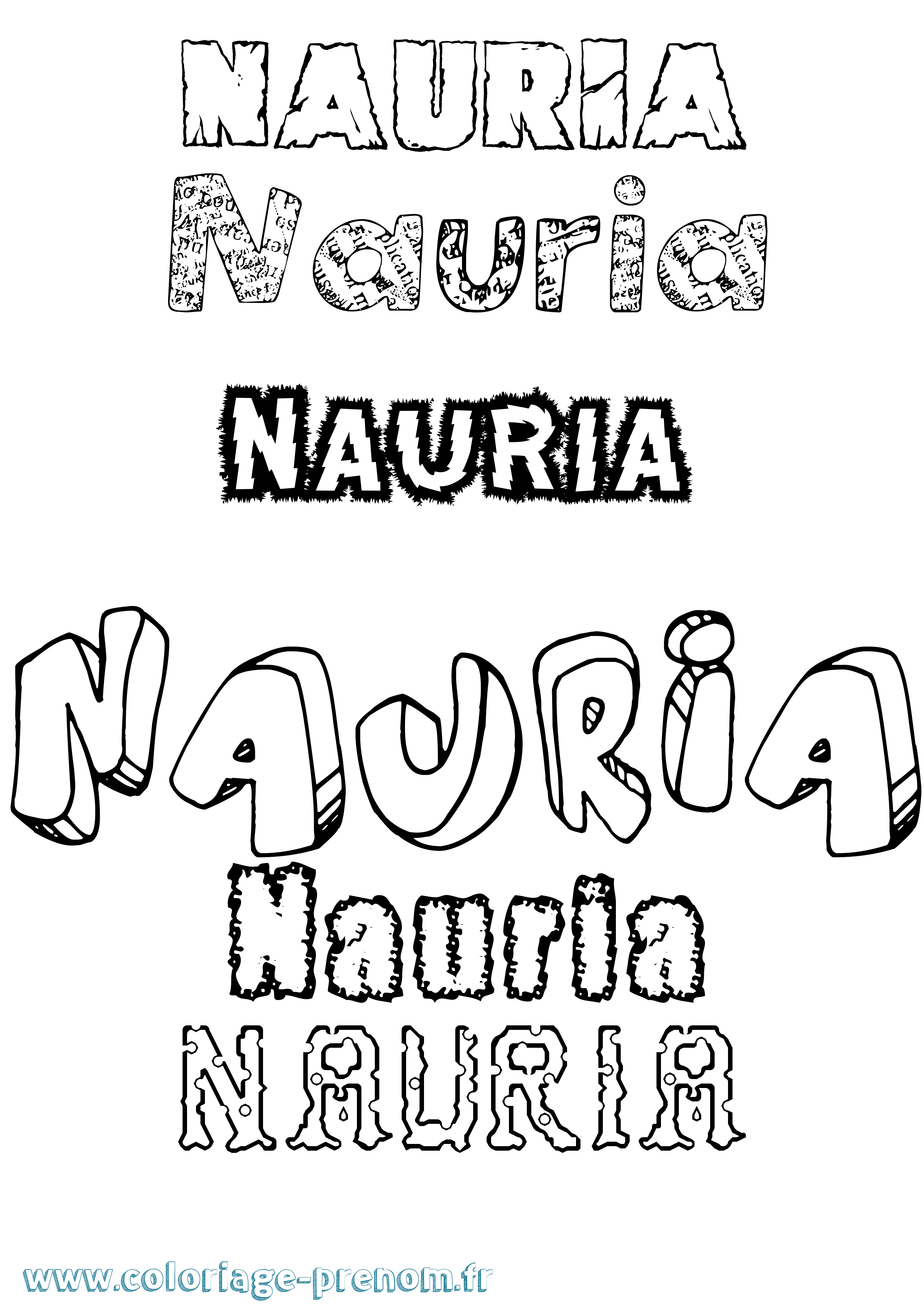 Coloriage Nauria Destructuré Coloriage prénom Nauria Destructuré
