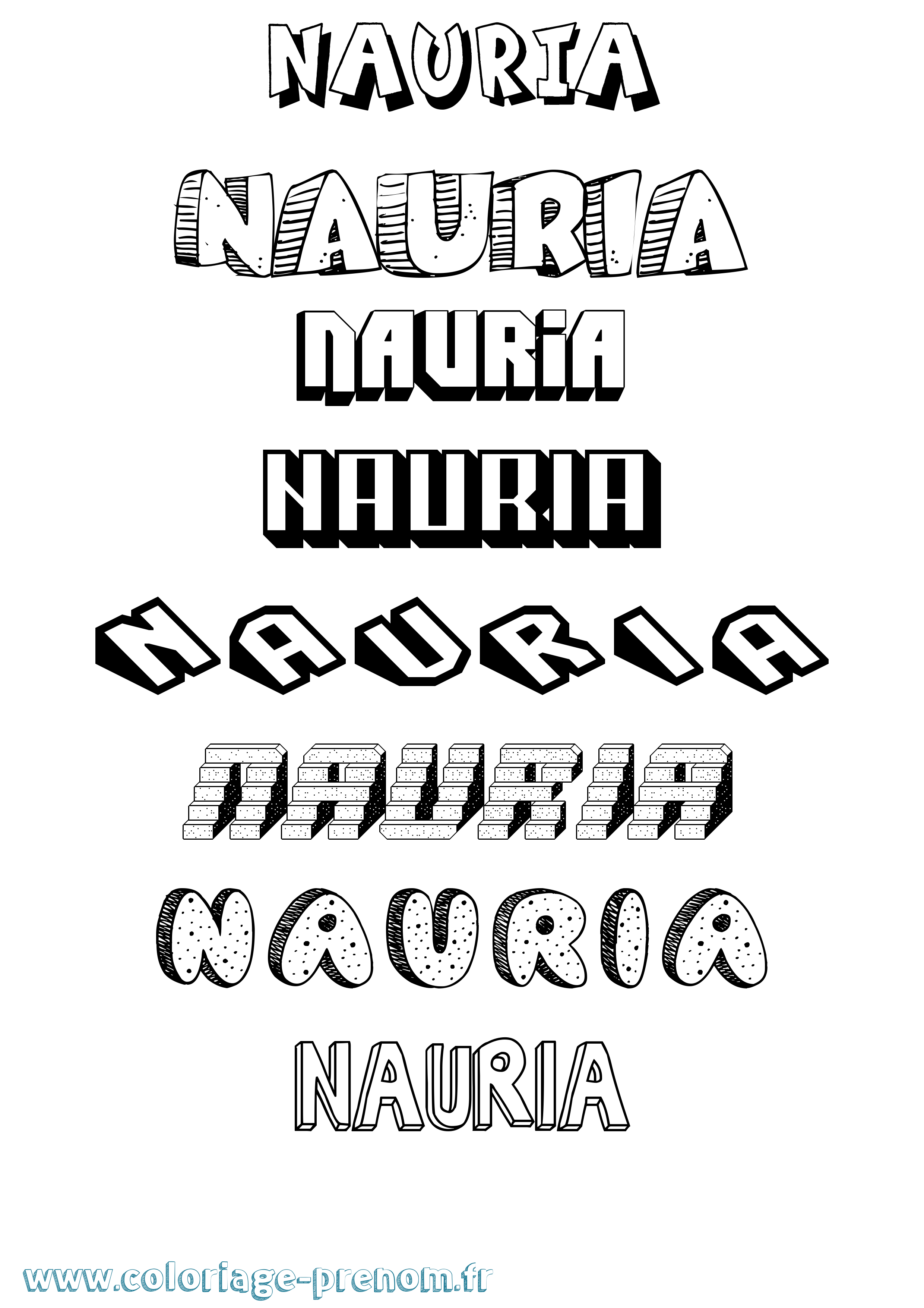 Coloriage Nauria Effet 3D Coloriage prénom Nauria Effet 3D