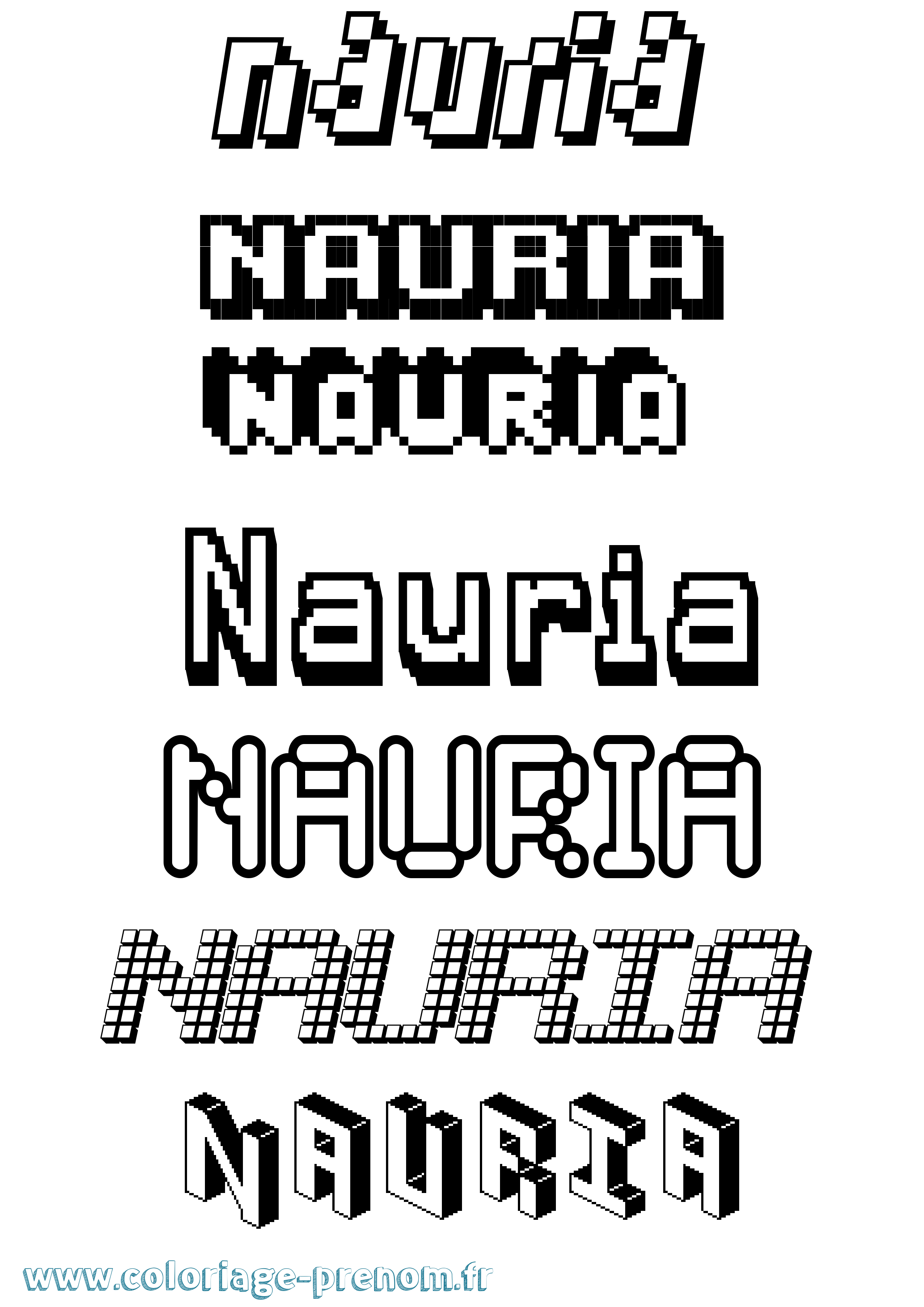 Coloriage Nauria Pixel Coloriage prénom Nauria Pixel