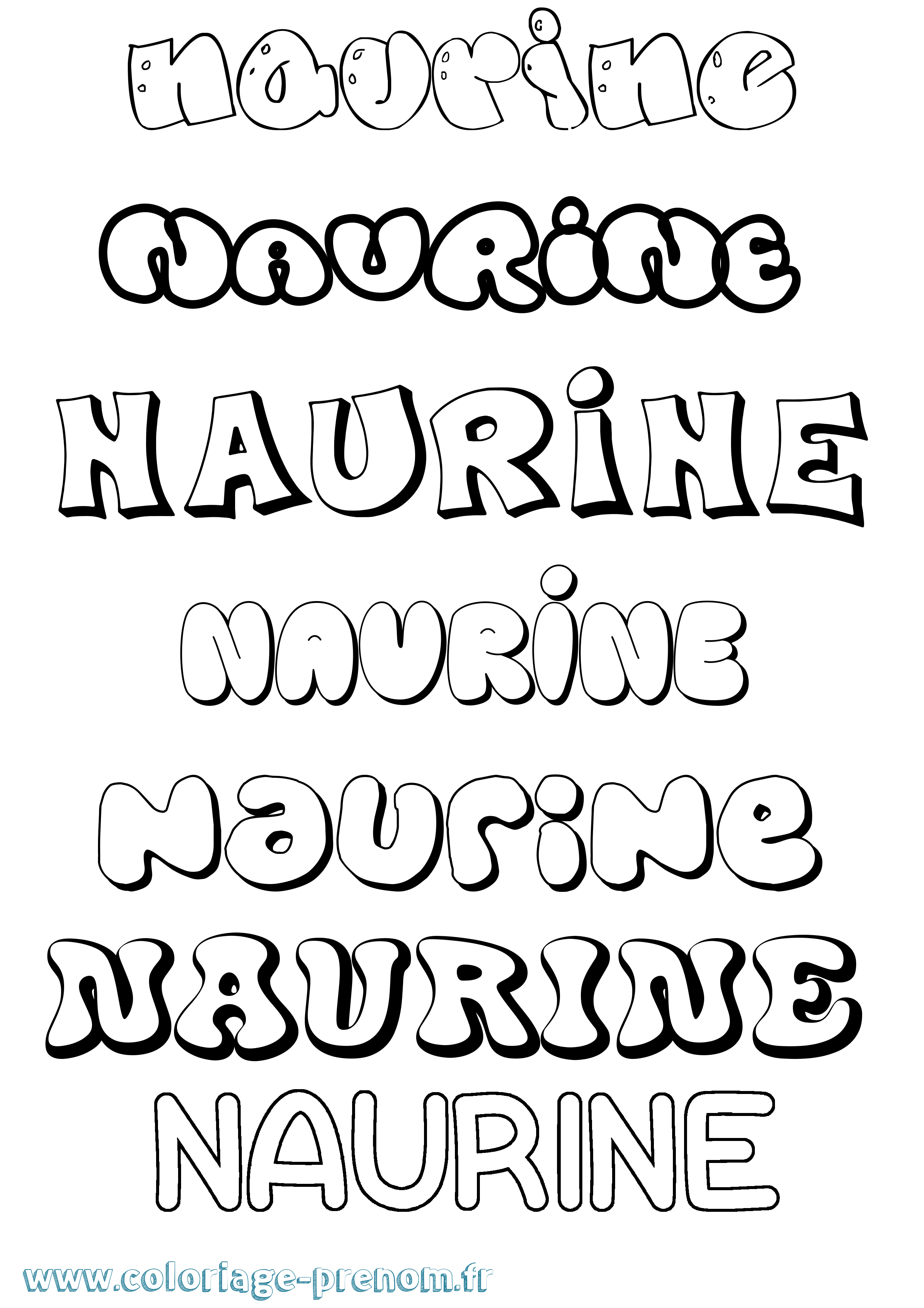 Coloriage Naurine Bubble Coloriage prénom Naurine Bubble