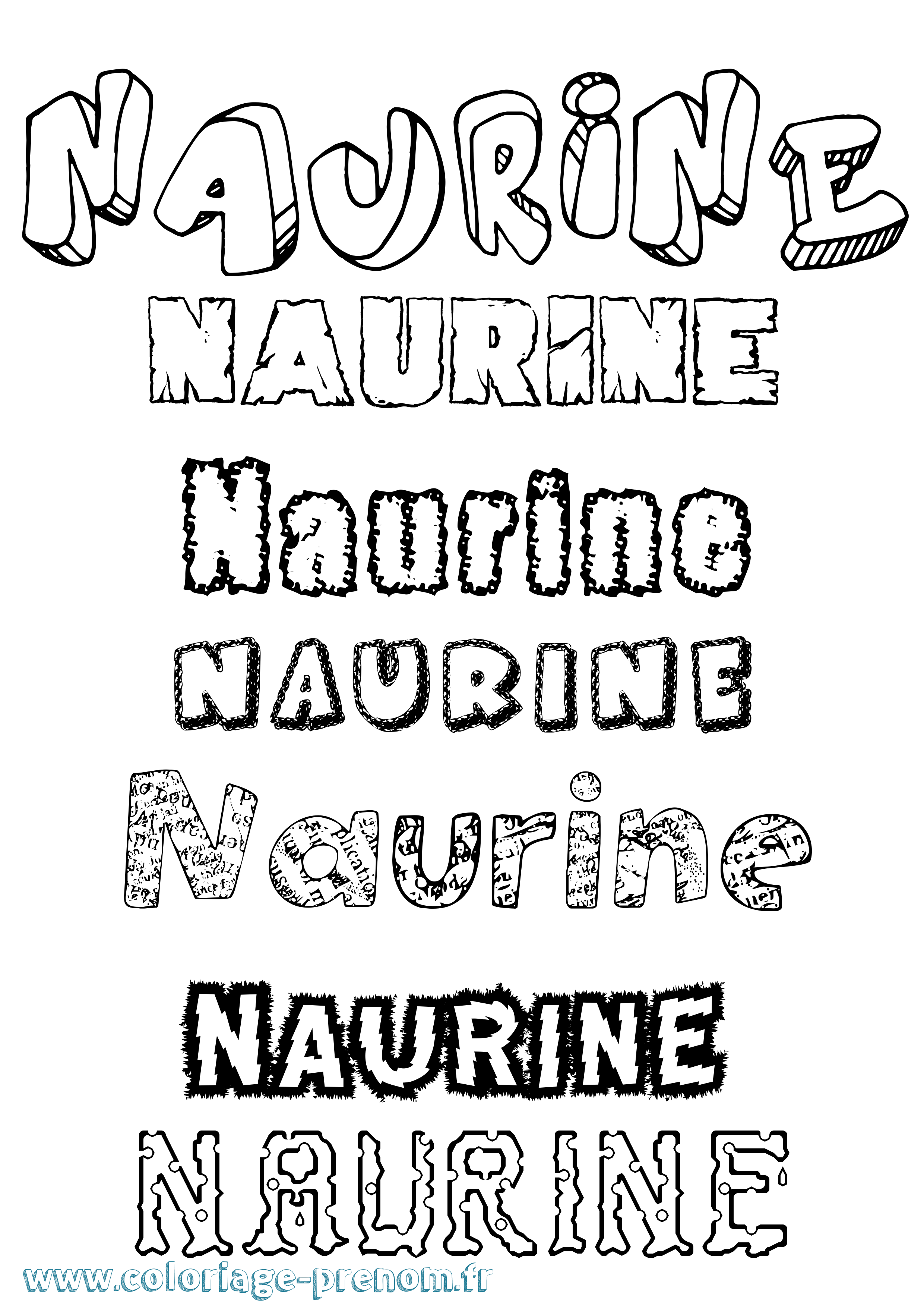 Coloriage Naurine Destructuré Coloriage prénom Naurine Destructuré
