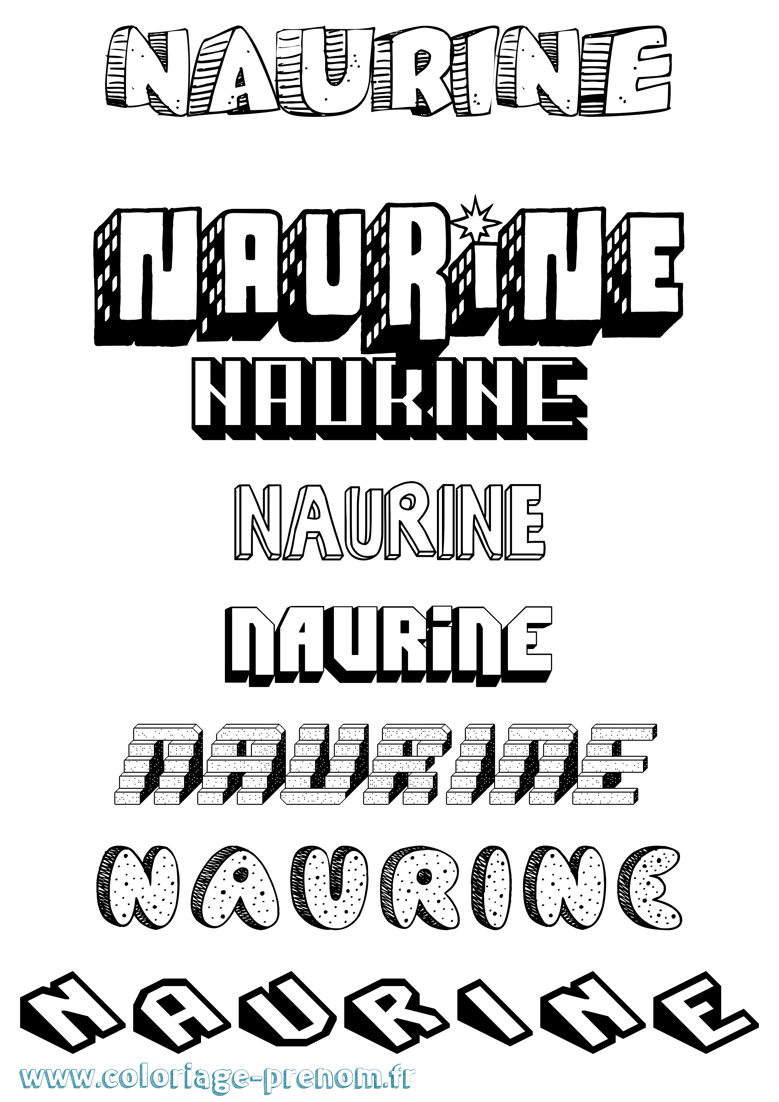 Coloriage Naurine Effet 3D Coloriage prénom Naurine Effet 3D
