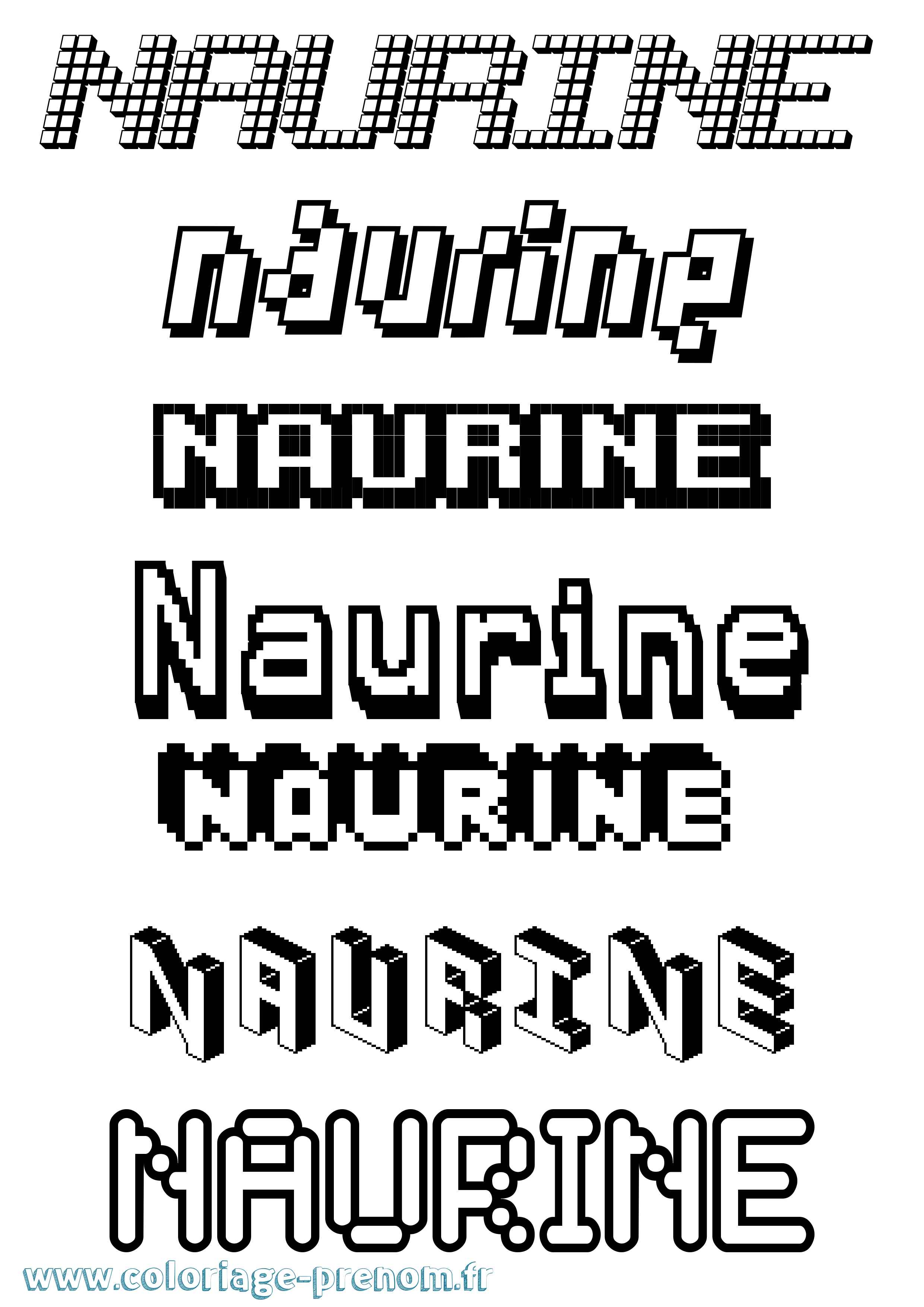 Coloriage Naurine Pixel Coloriage prénom Naurine Pixel