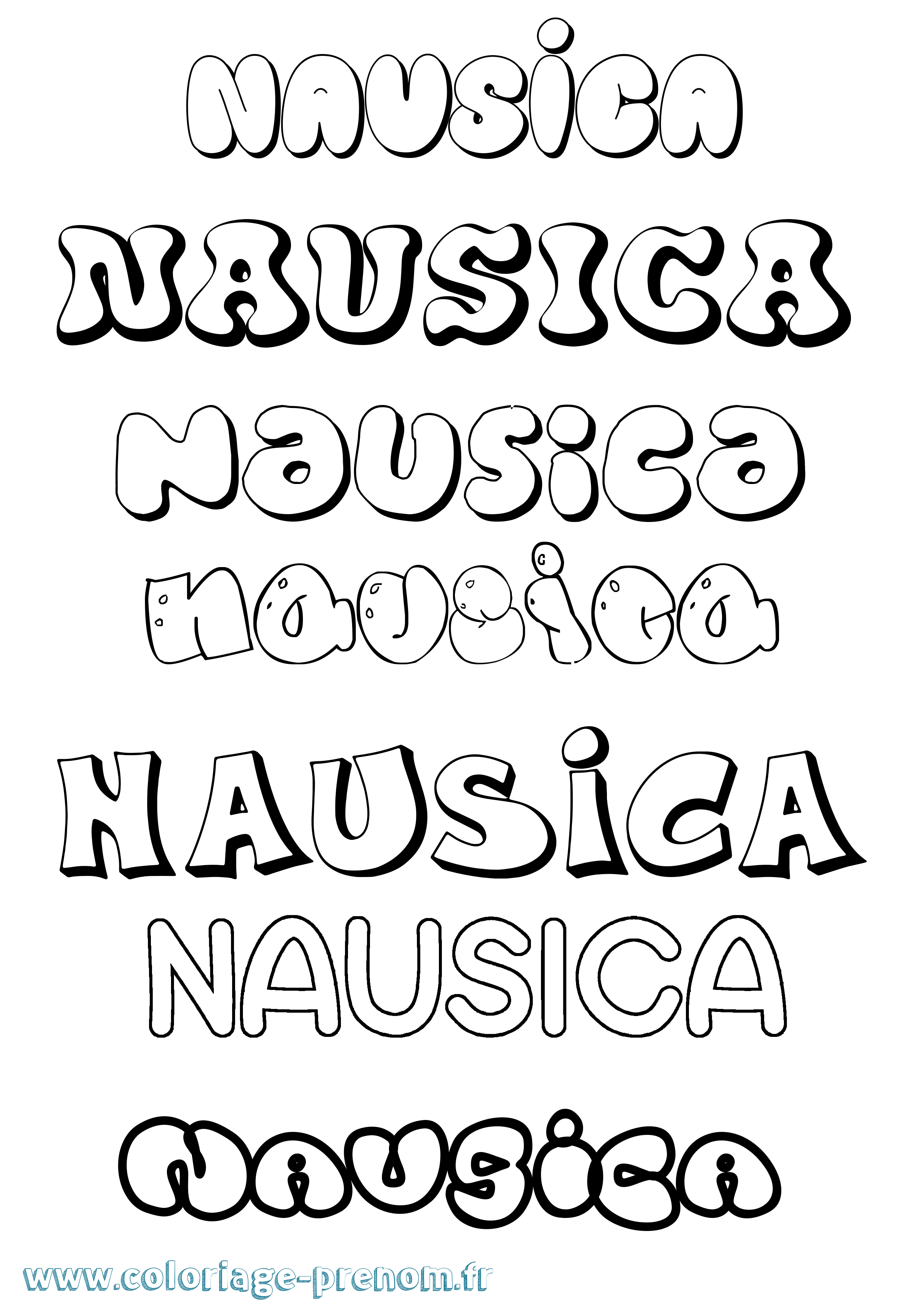 Coloriage Nausica Bubble Coloriage prénom Nausica Bubble