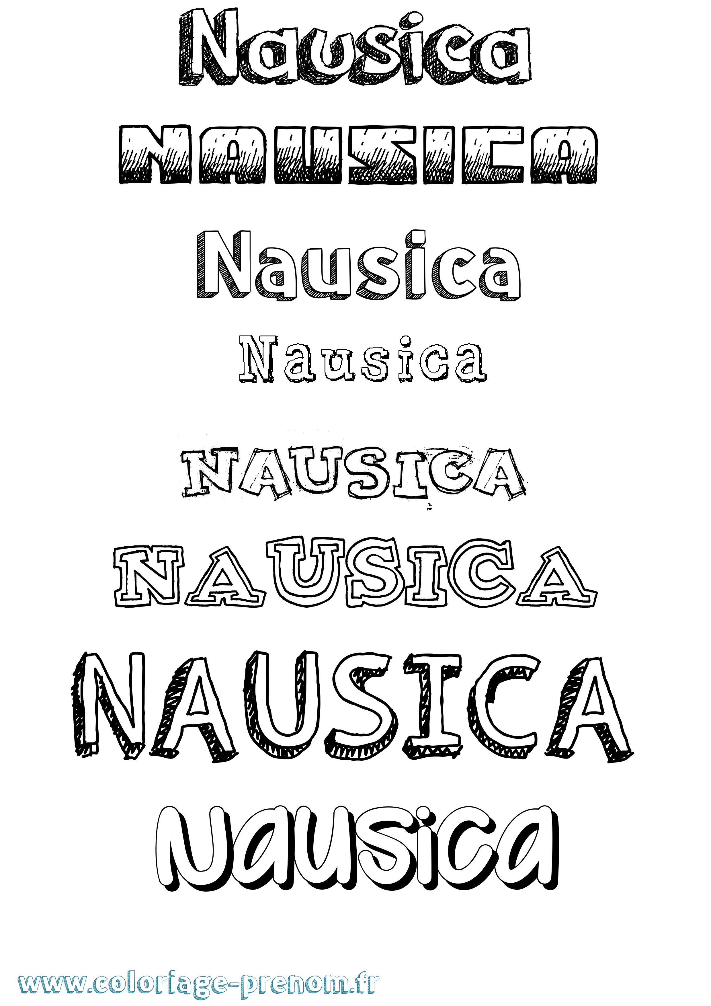 Coloriage Nausica Dessiné Coloriage prénom Nausica Dessiné