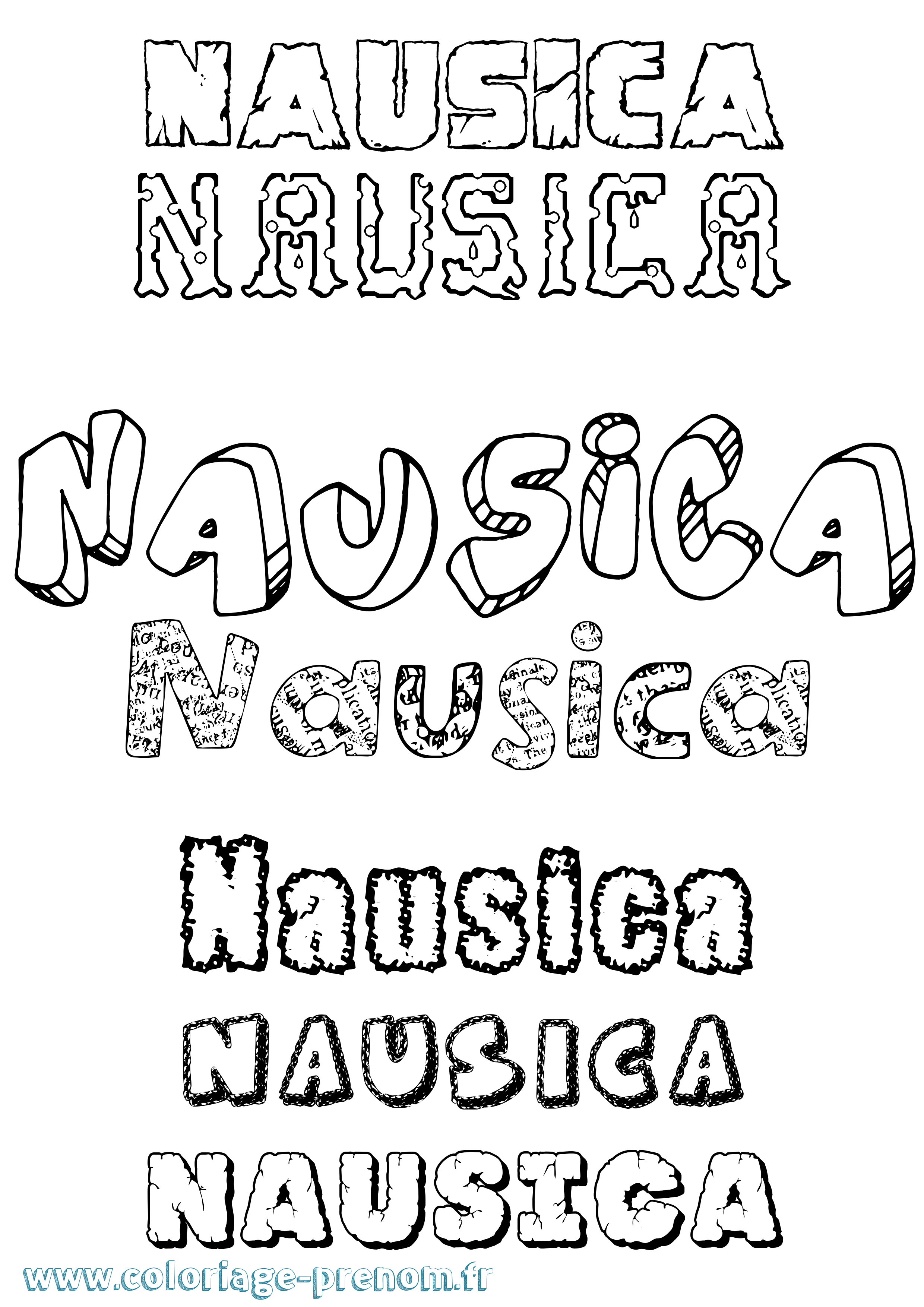Coloriage Nausica Destructuré Coloriage prénom Nausica Destructuré