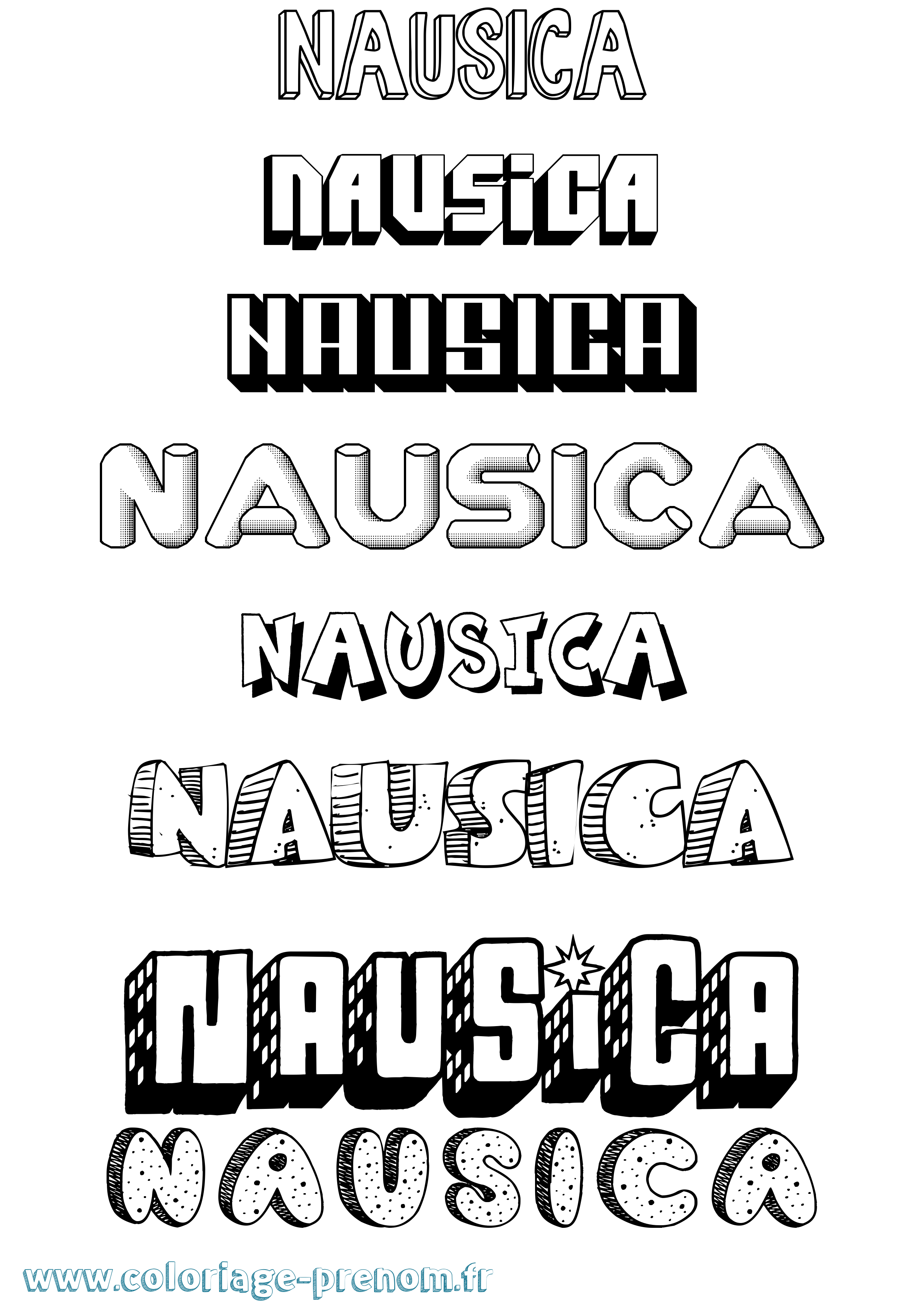 Coloriage Nausica Effet 3D Coloriage prénom Nausica Effet 3D