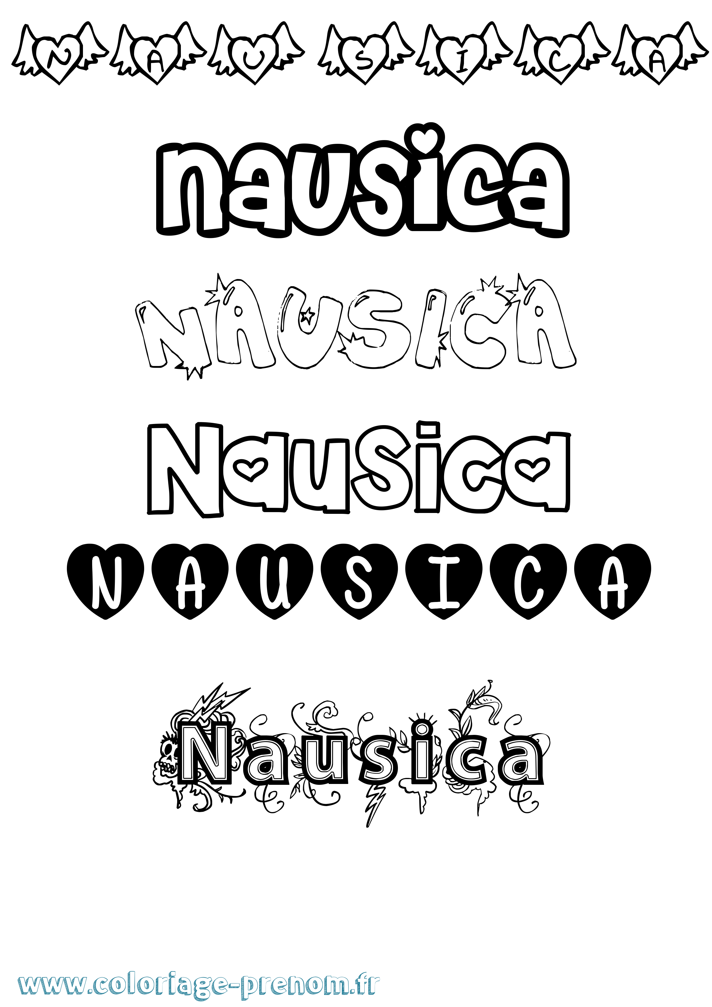 Coloriage Nausica Girly Coloriage prénom Nausica Girly