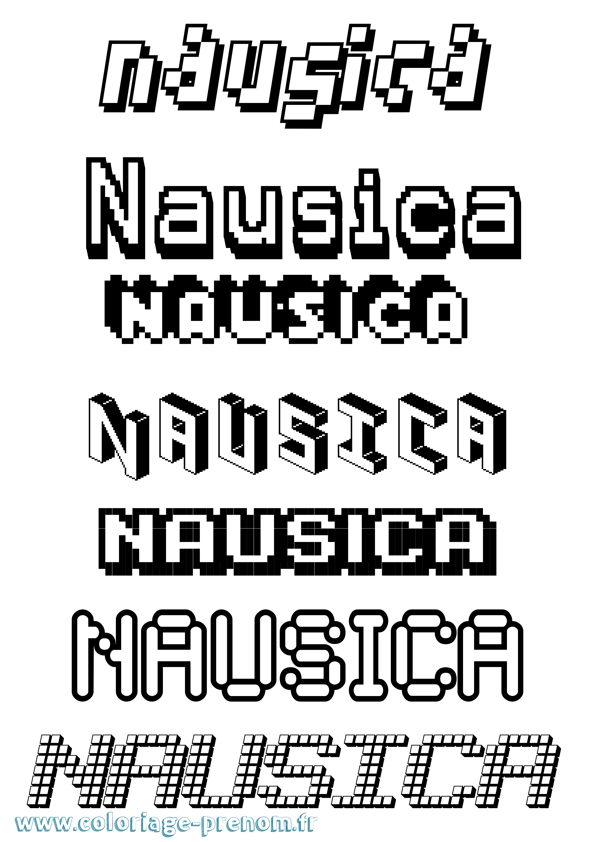 Coloriage Nausica Pixel Coloriage prénom Nausica Pixel