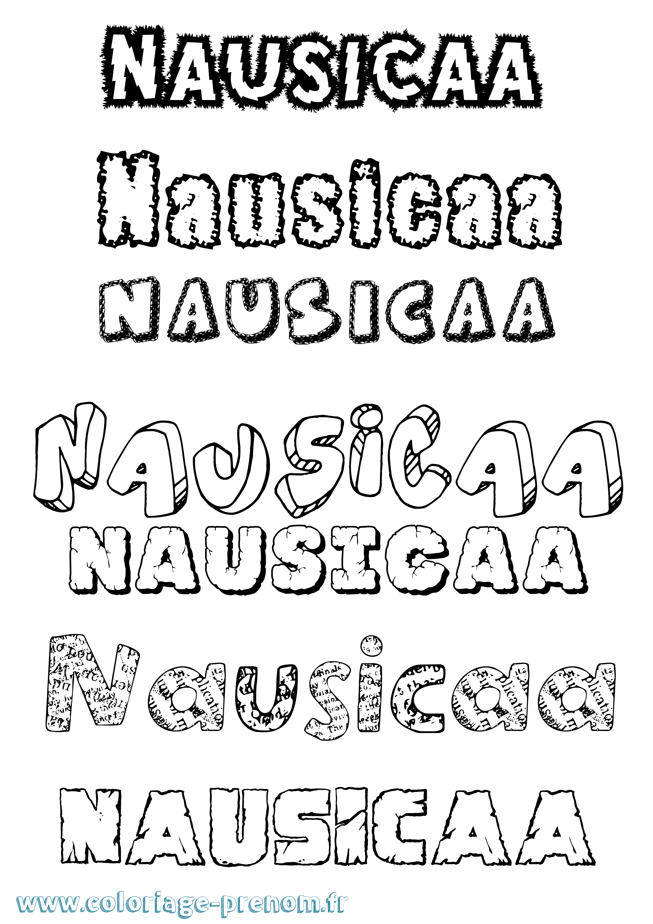 Coloriage Nausicaa Destructuré Coloriage prénom Nausicaa Destructuré