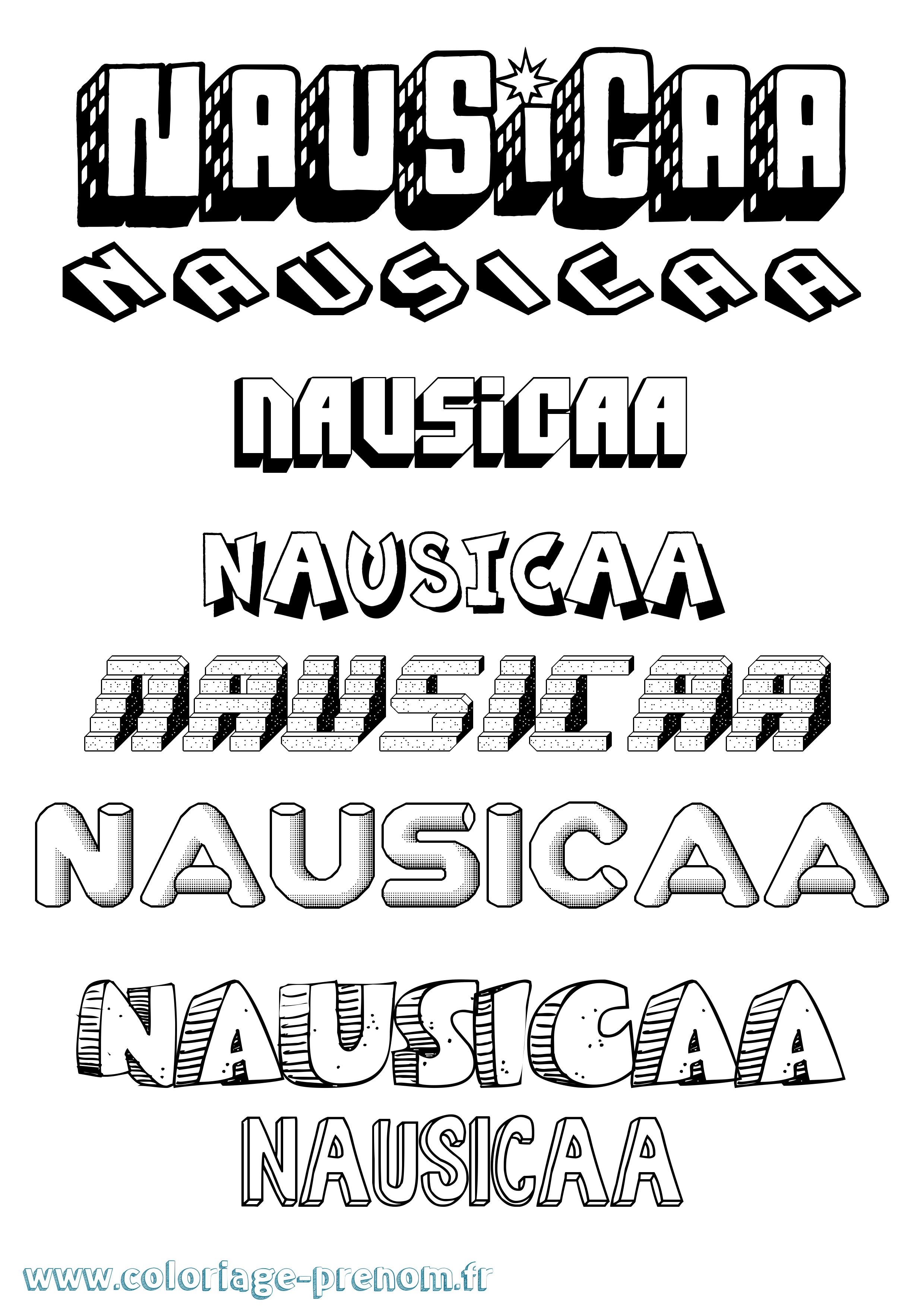 Coloriage Nausicaa Effet 3D Coloriage prénom Nausicaa Effet 3D