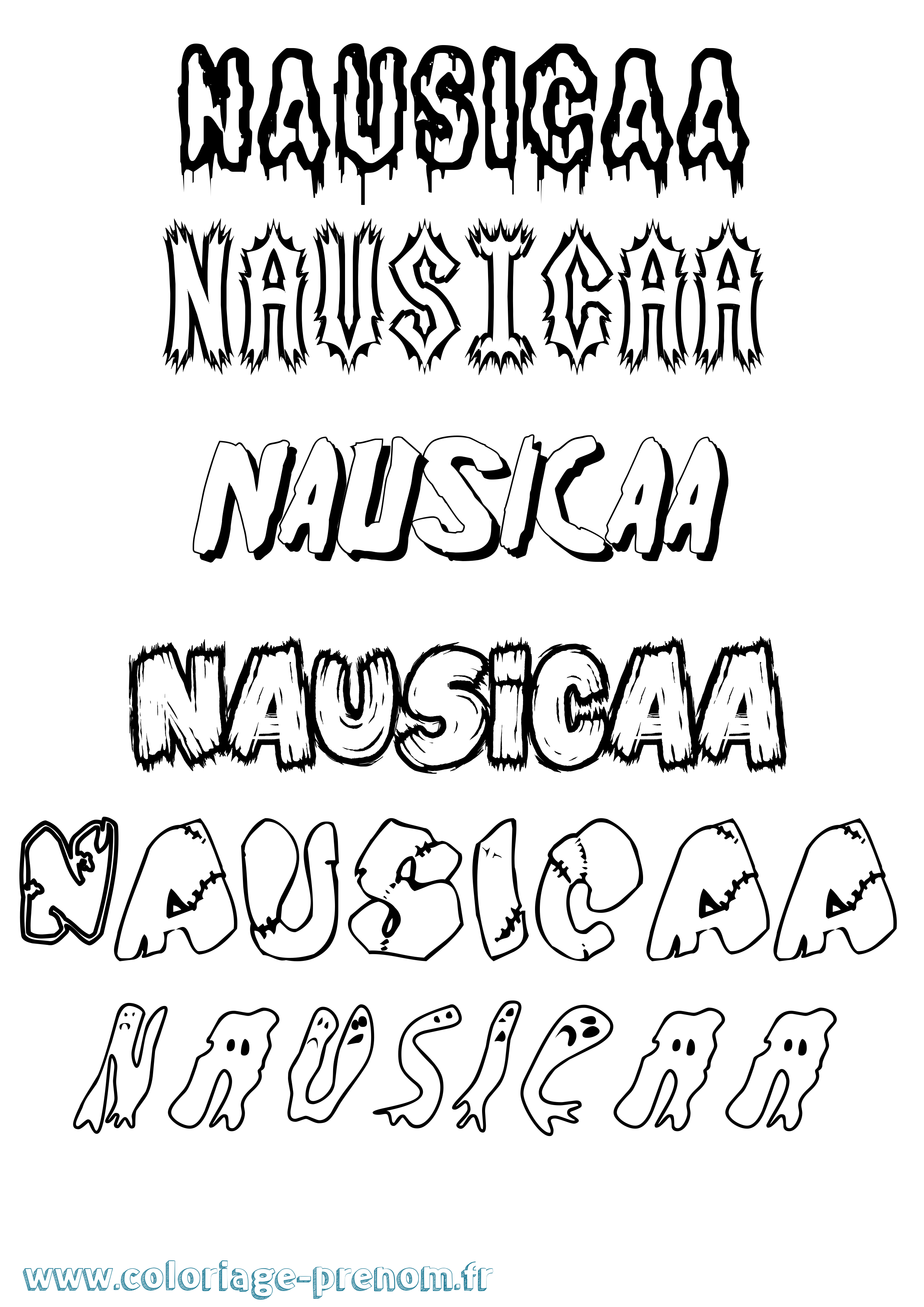 Coloriage Nausicaa Frisson Coloriage prénom Nausicaa Frisson