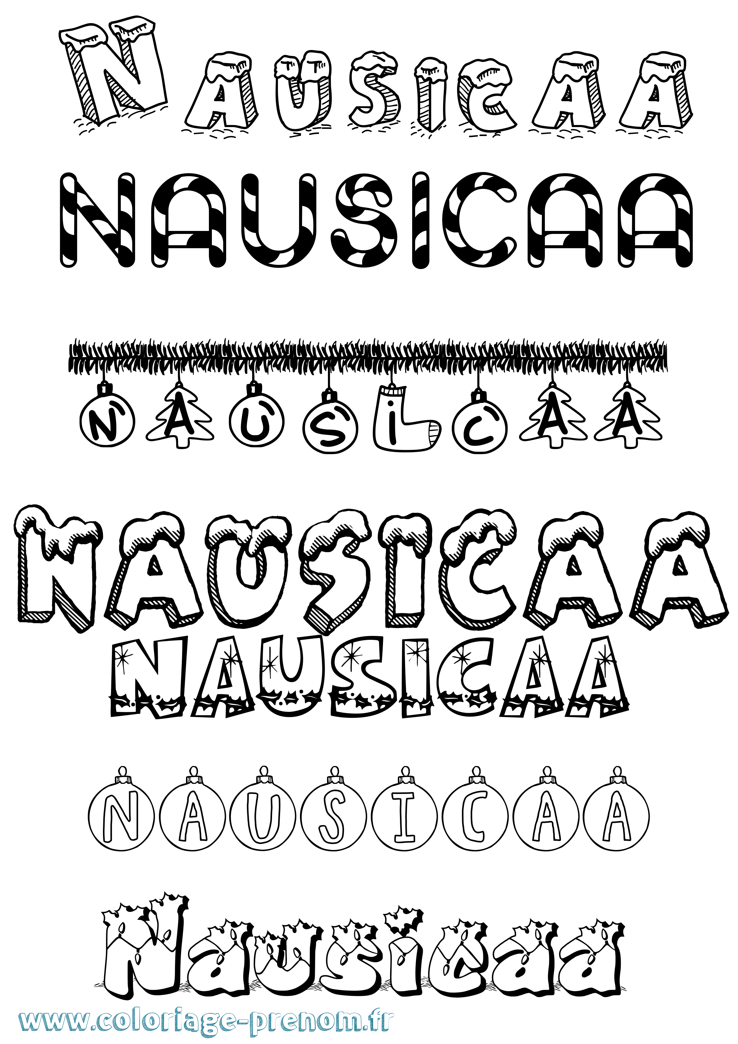Coloriage Nausicaa Noël Coloriage prénom Nausicaa Noël