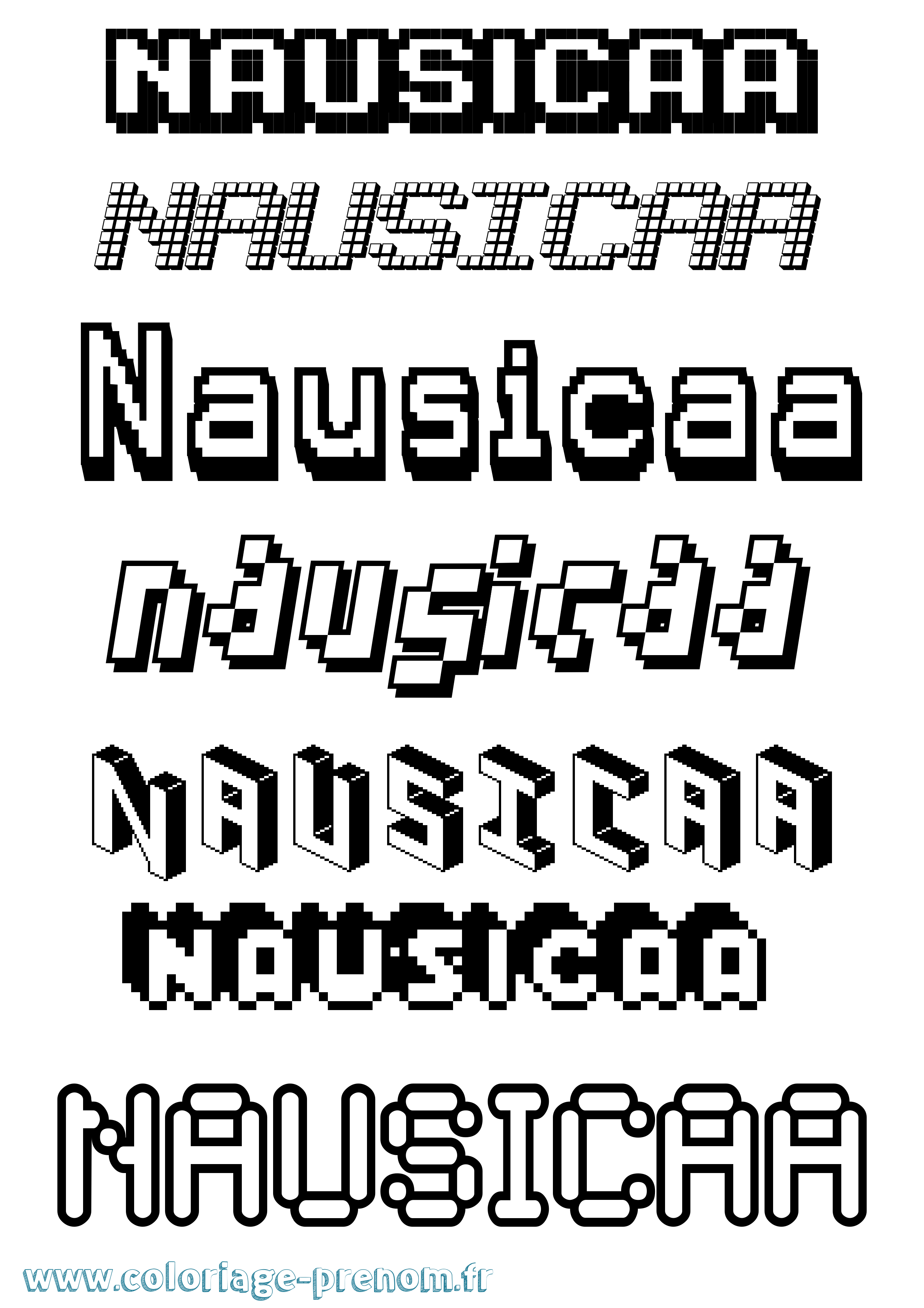 Coloriage Nausicaa Pixel Coloriage prénom Nausicaa Pixel
