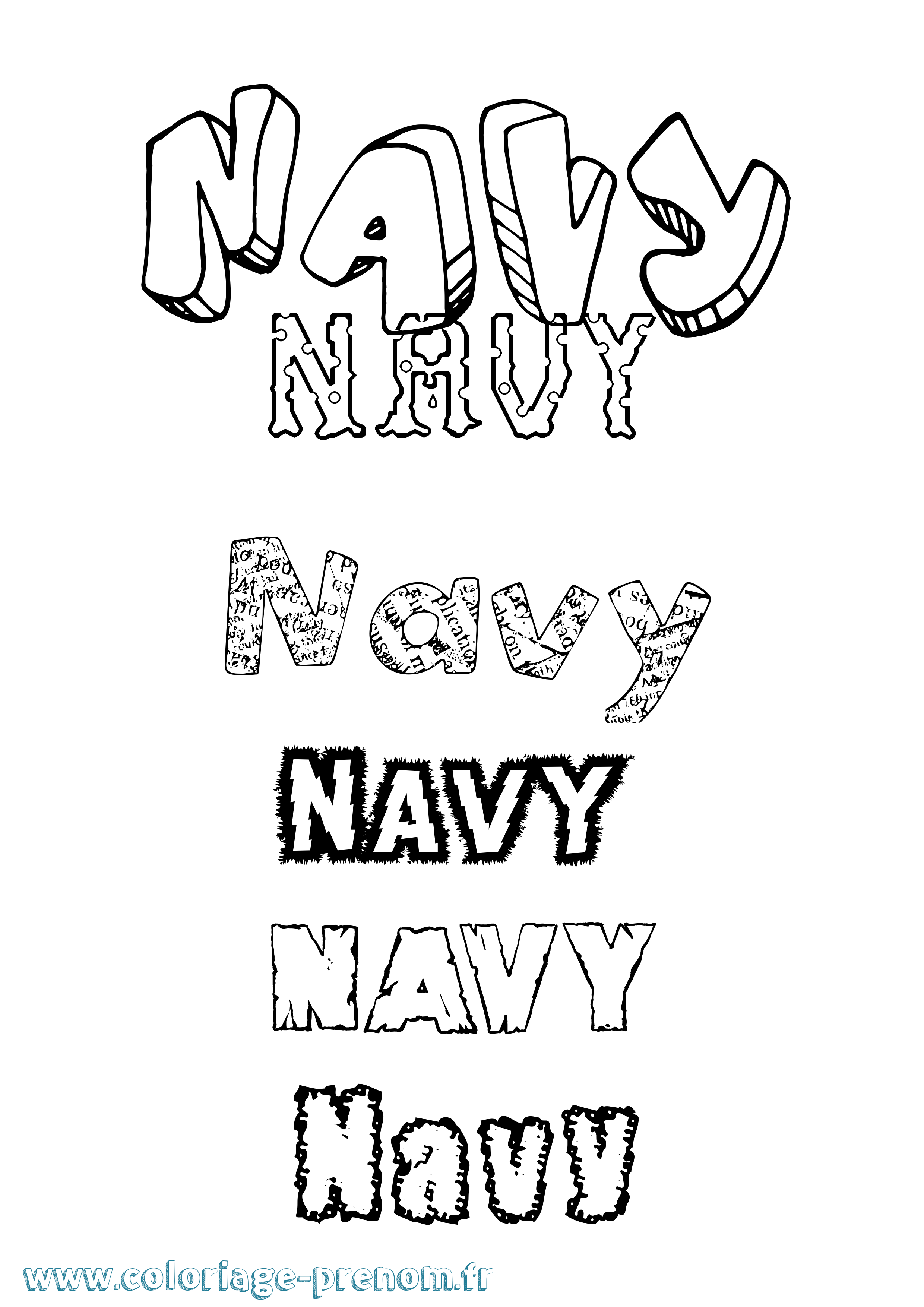 Coloriage Navy Destructuré Coloriage prénom Navy Destructuré