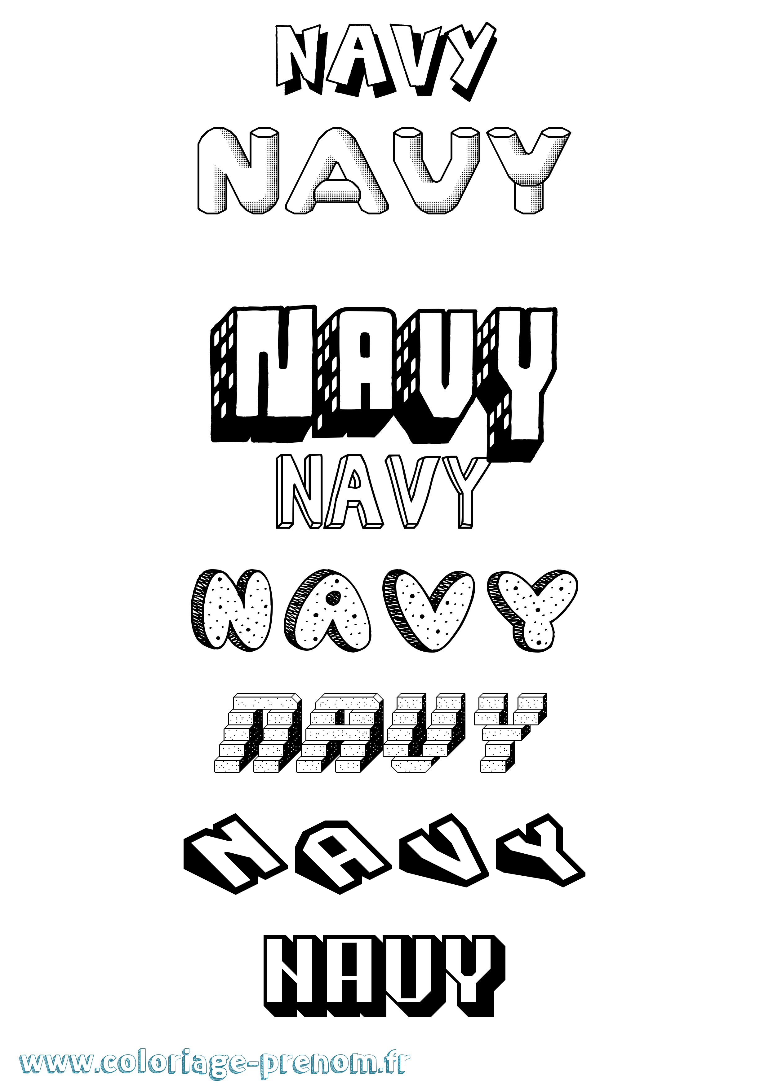 Coloriage Navy Effet 3D Coloriage prénom Navy Effet 3D