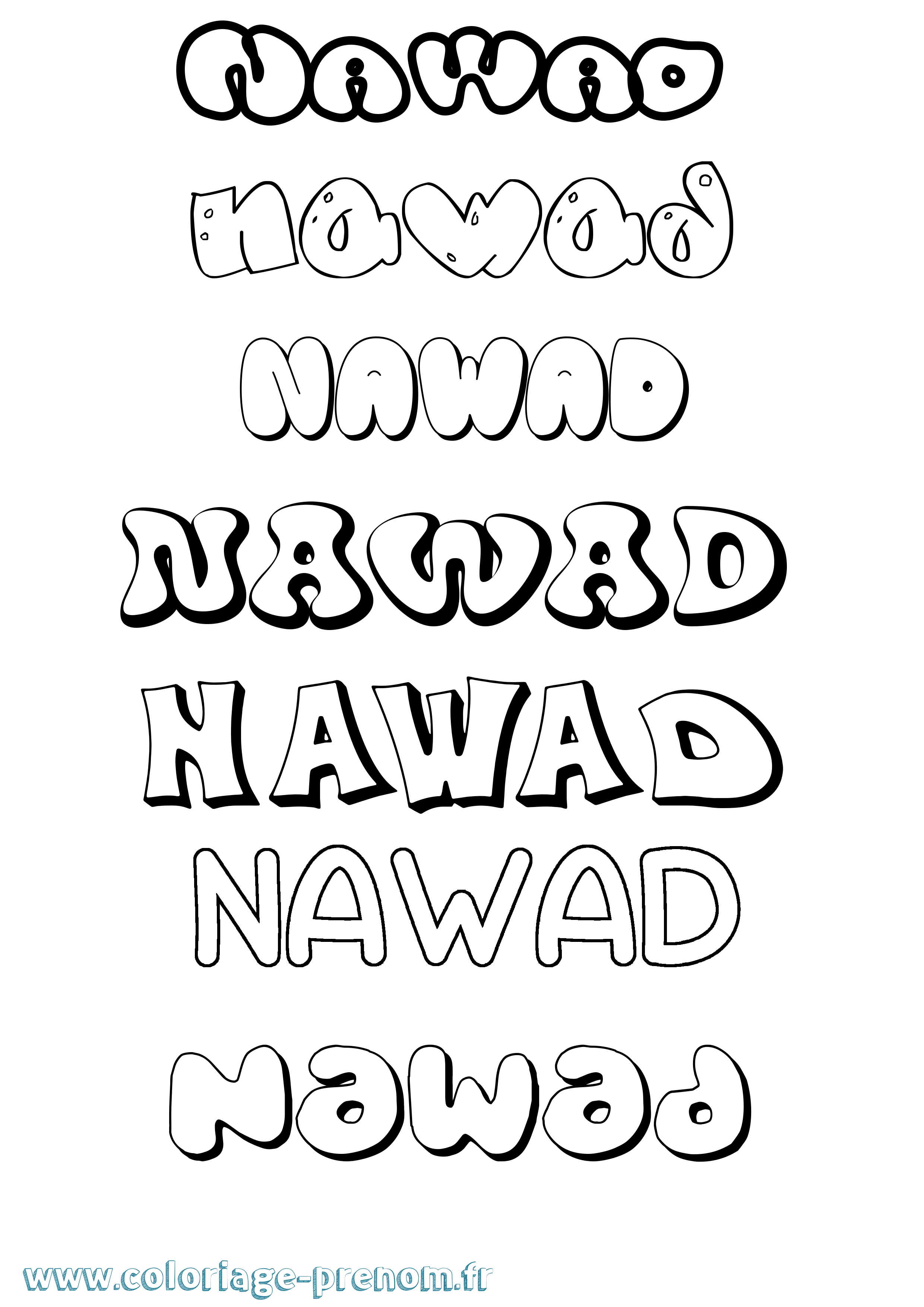 Coloriage Nawad Bubble Coloriage prénom Nawad Bubble