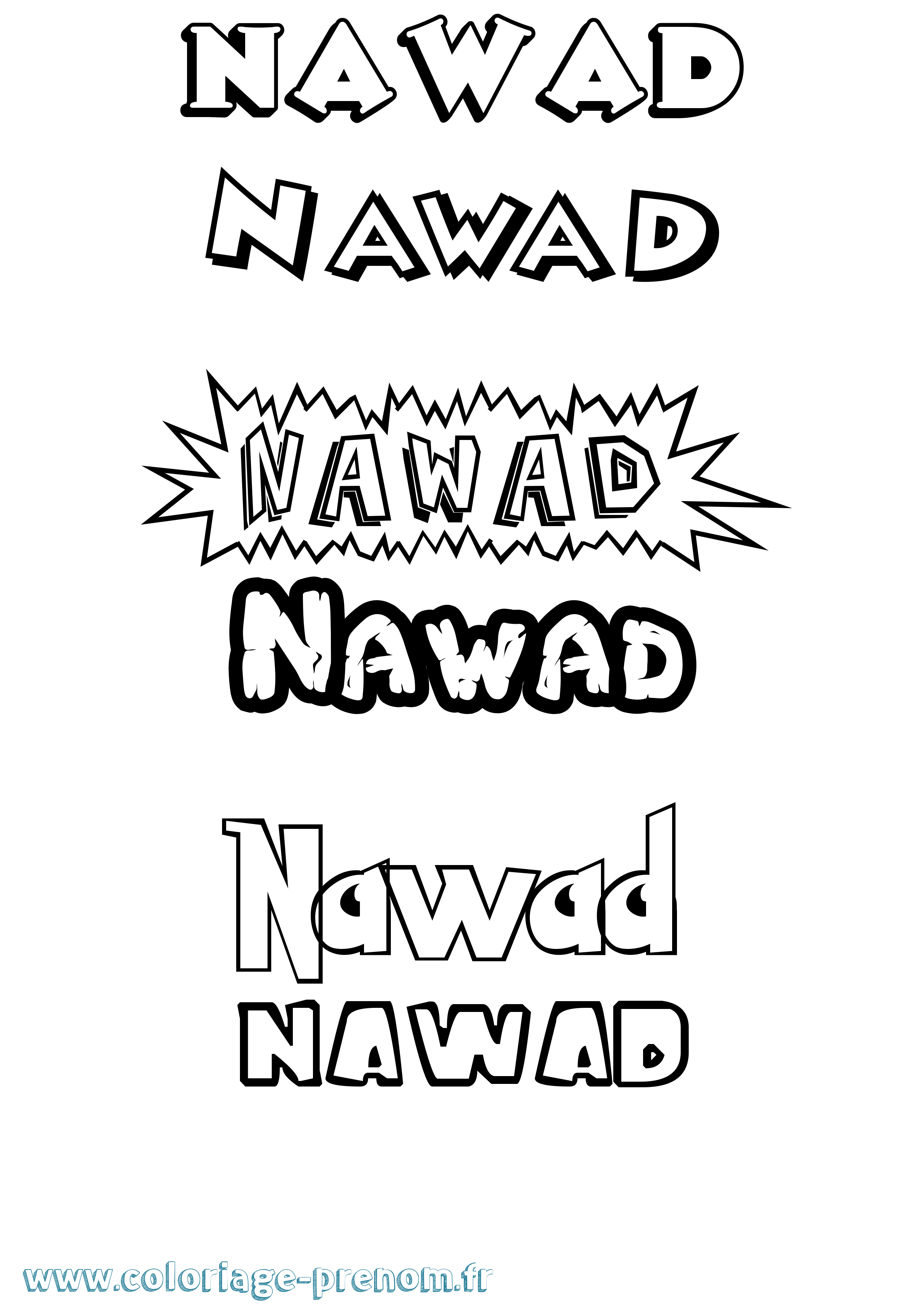 Coloriage Nawad Dessin Animé Coloriage prénom Nawad Dessin Animé
