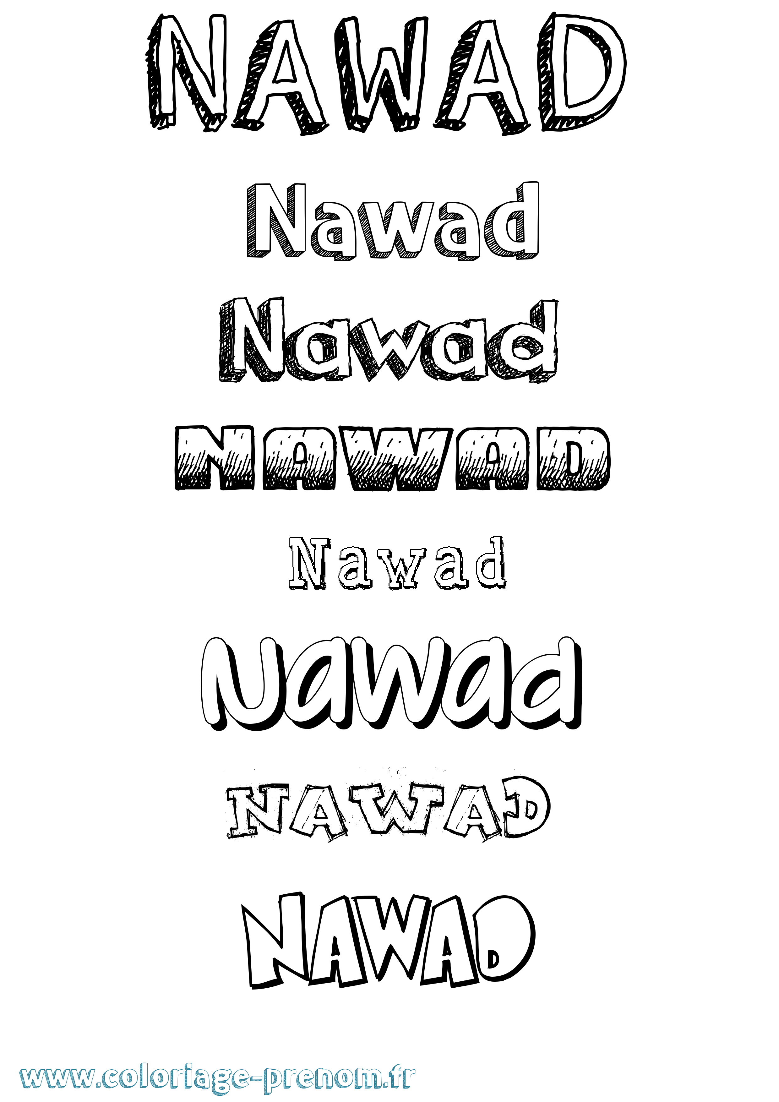 Coloriage Nawad Dessiné Coloriage prénom Nawad Dessiné
