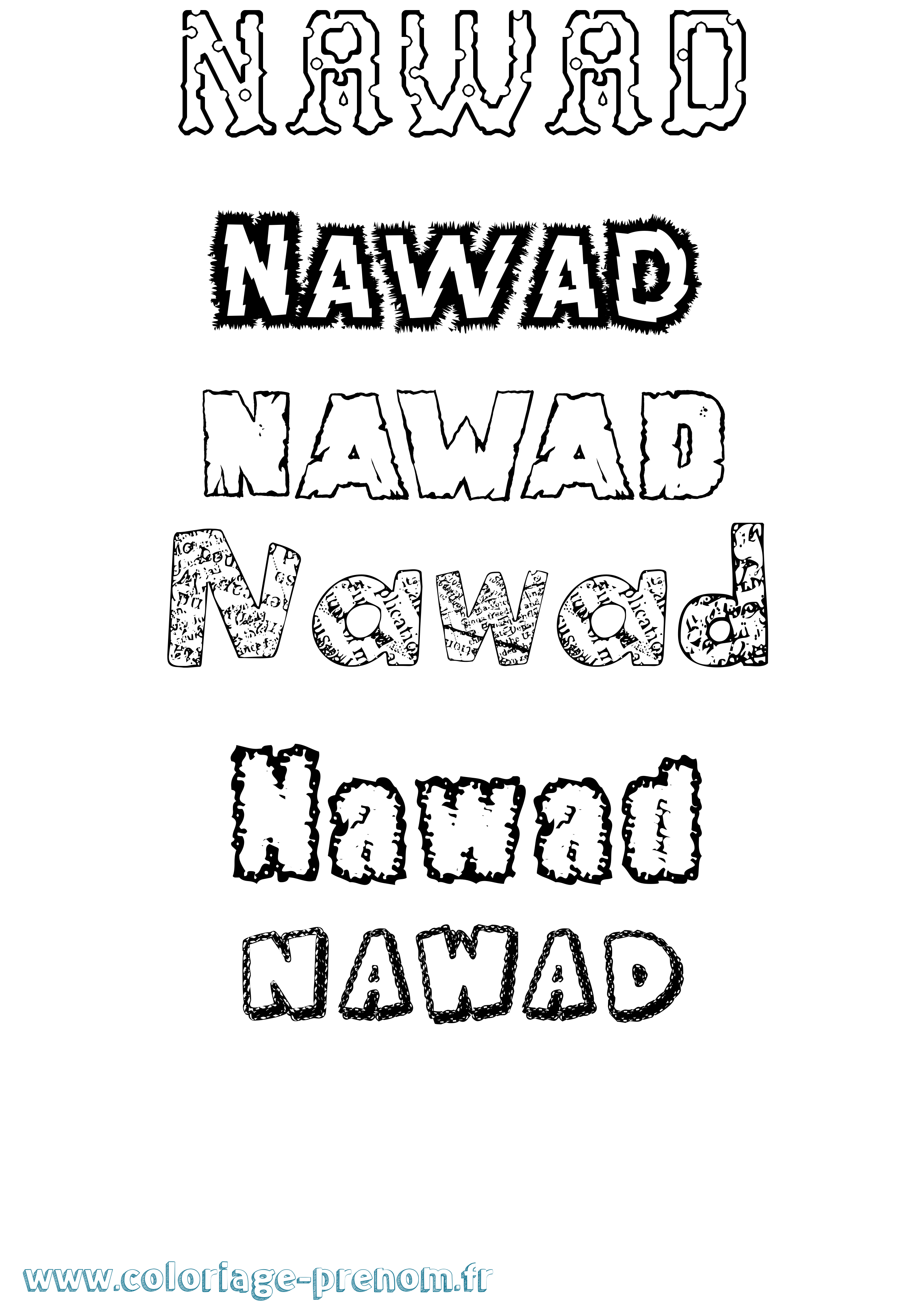 Coloriage Nawad Destructuré Coloriage prénom Nawad Destructuré