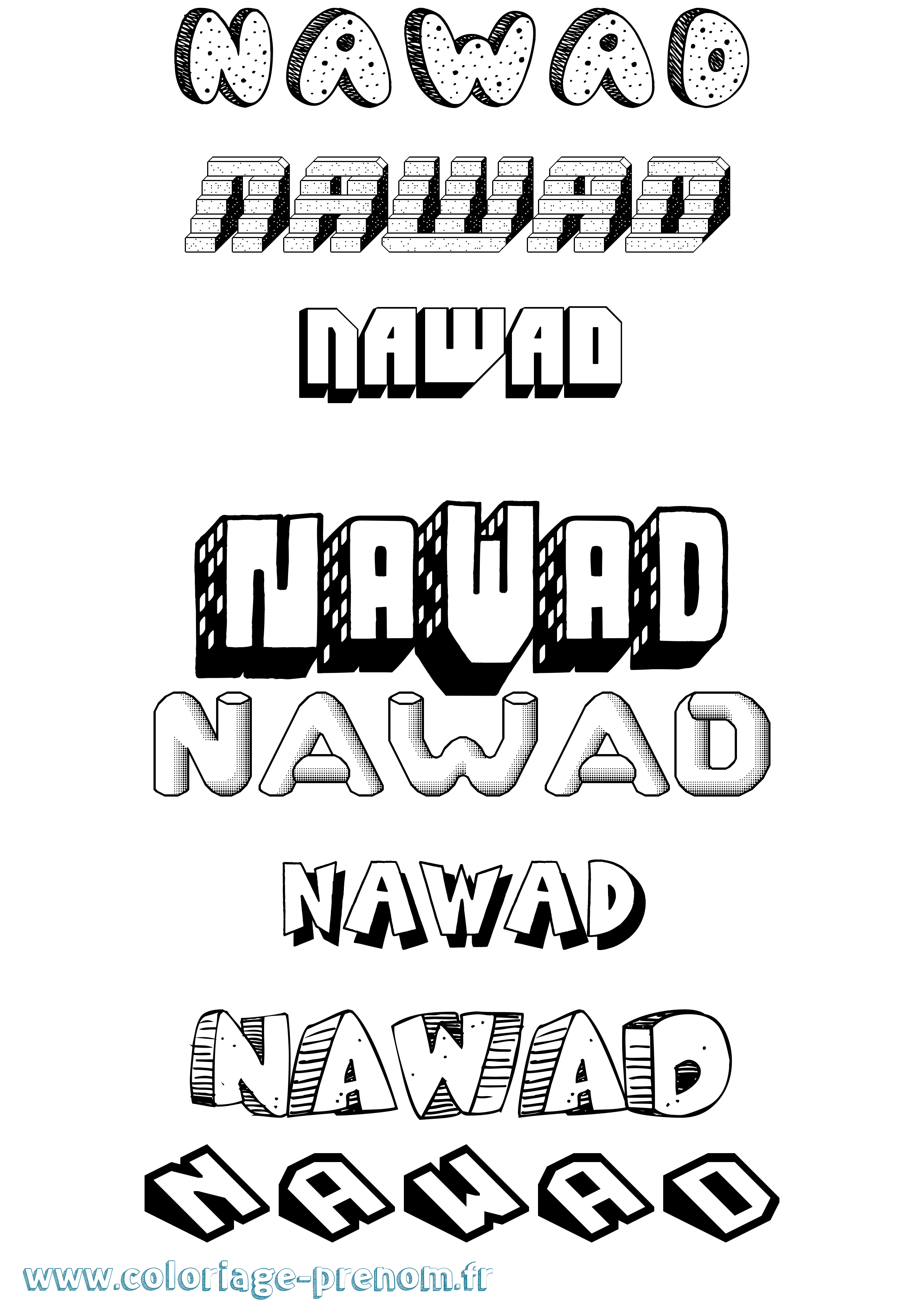 Coloriage Nawad Effet 3D Coloriage prénom Nawad Effet 3D