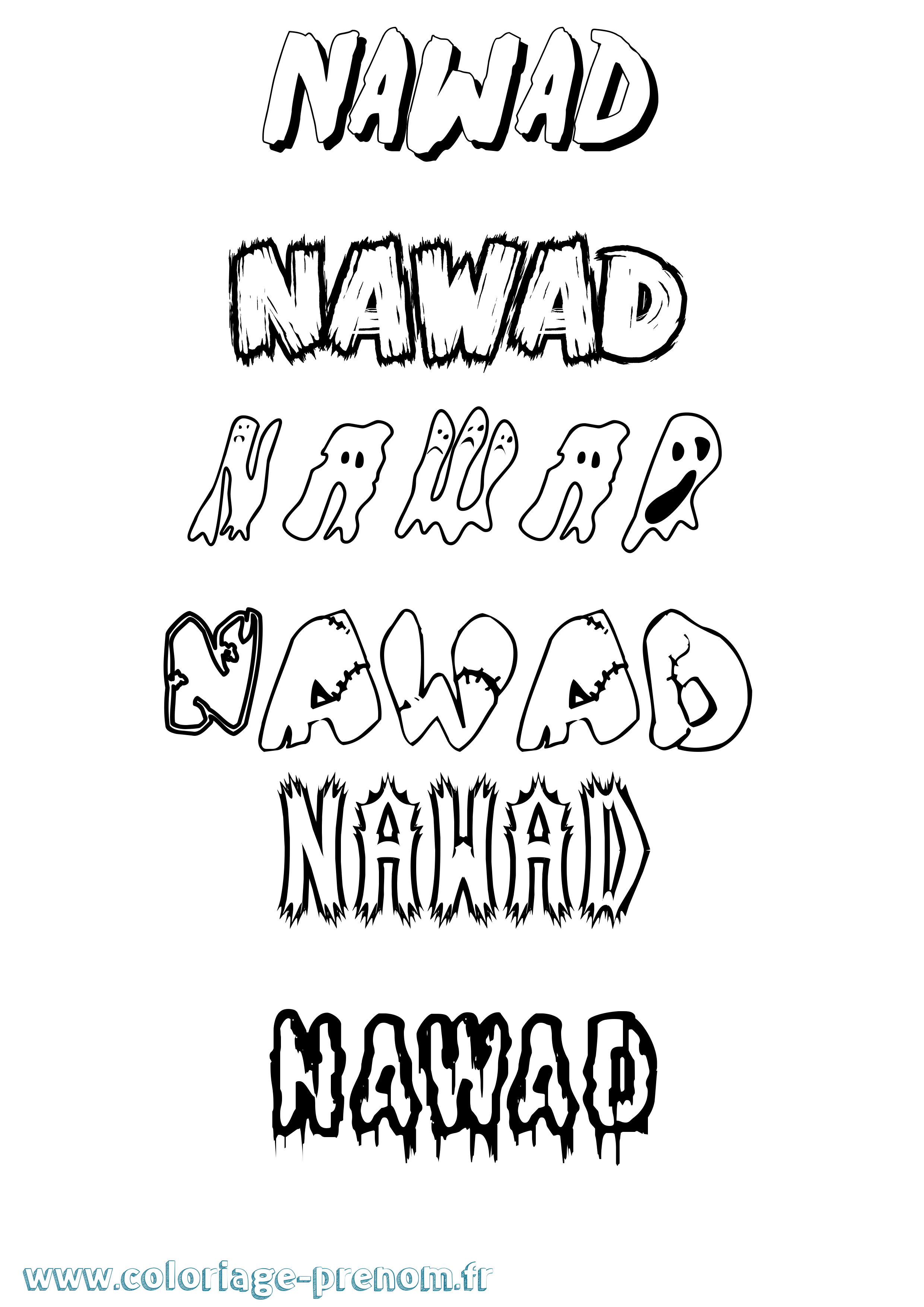 Coloriage Nawad Frisson Coloriage prénom Nawad Frisson