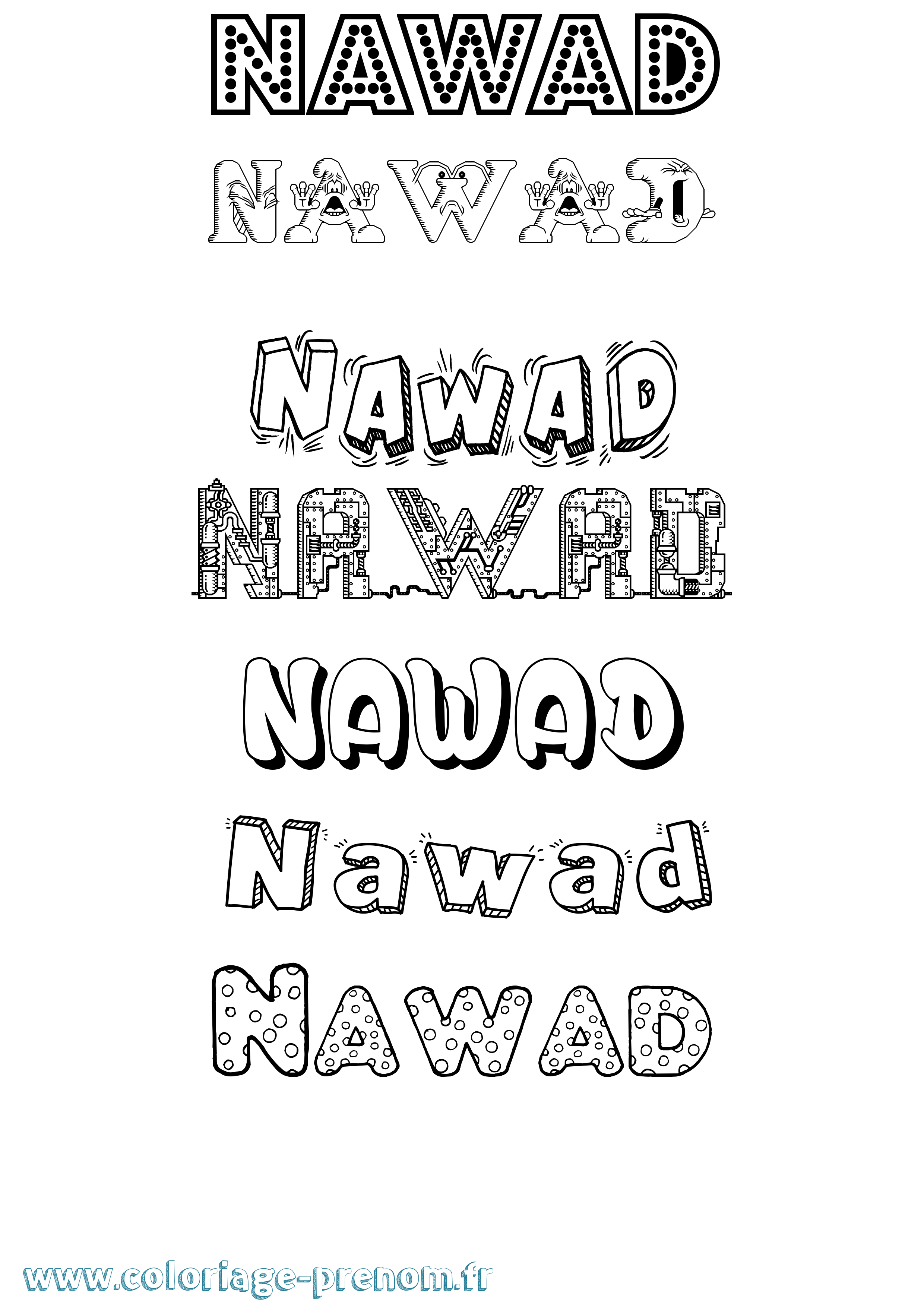 Coloriage Nawad Fun Coloriage prénom Nawad Fun