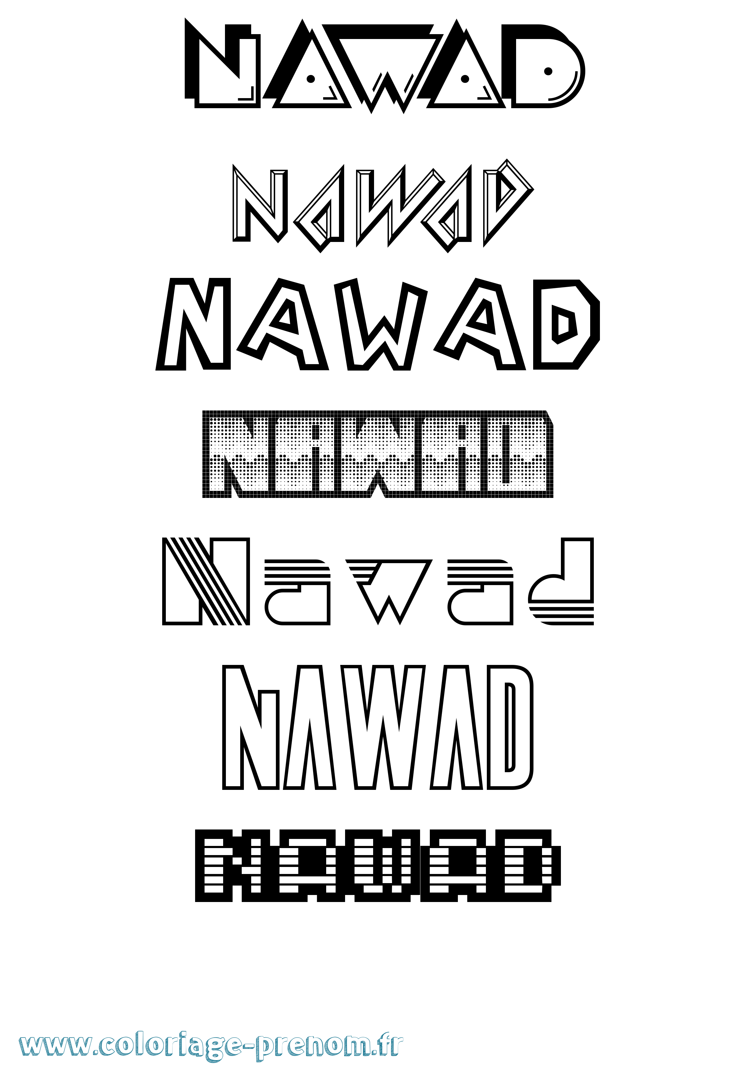 Coloriage Nawad Jeux Vidéos Coloriage prénom Nawad Jeux Vidéos