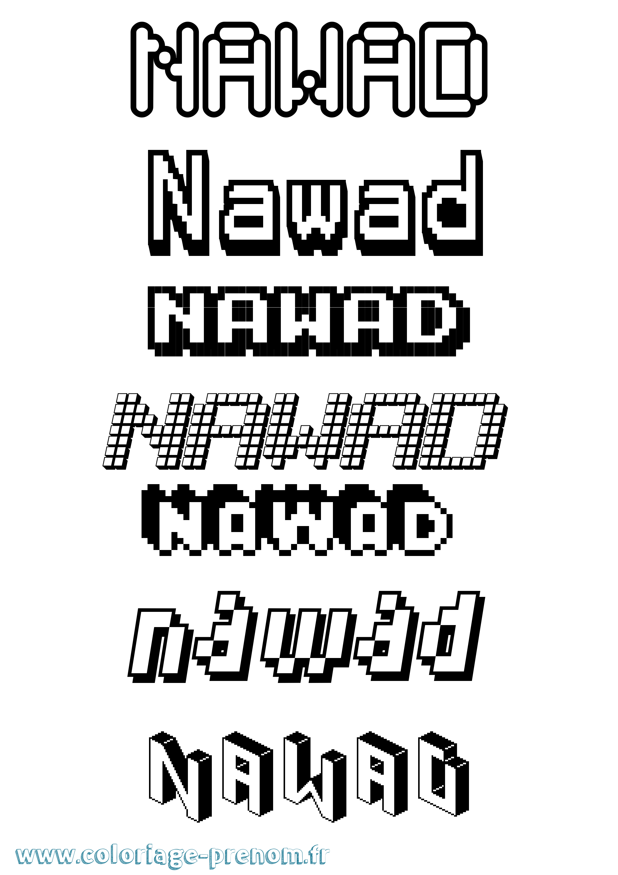 Coloriage Nawad Pixel Coloriage prénom Nawad Pixel