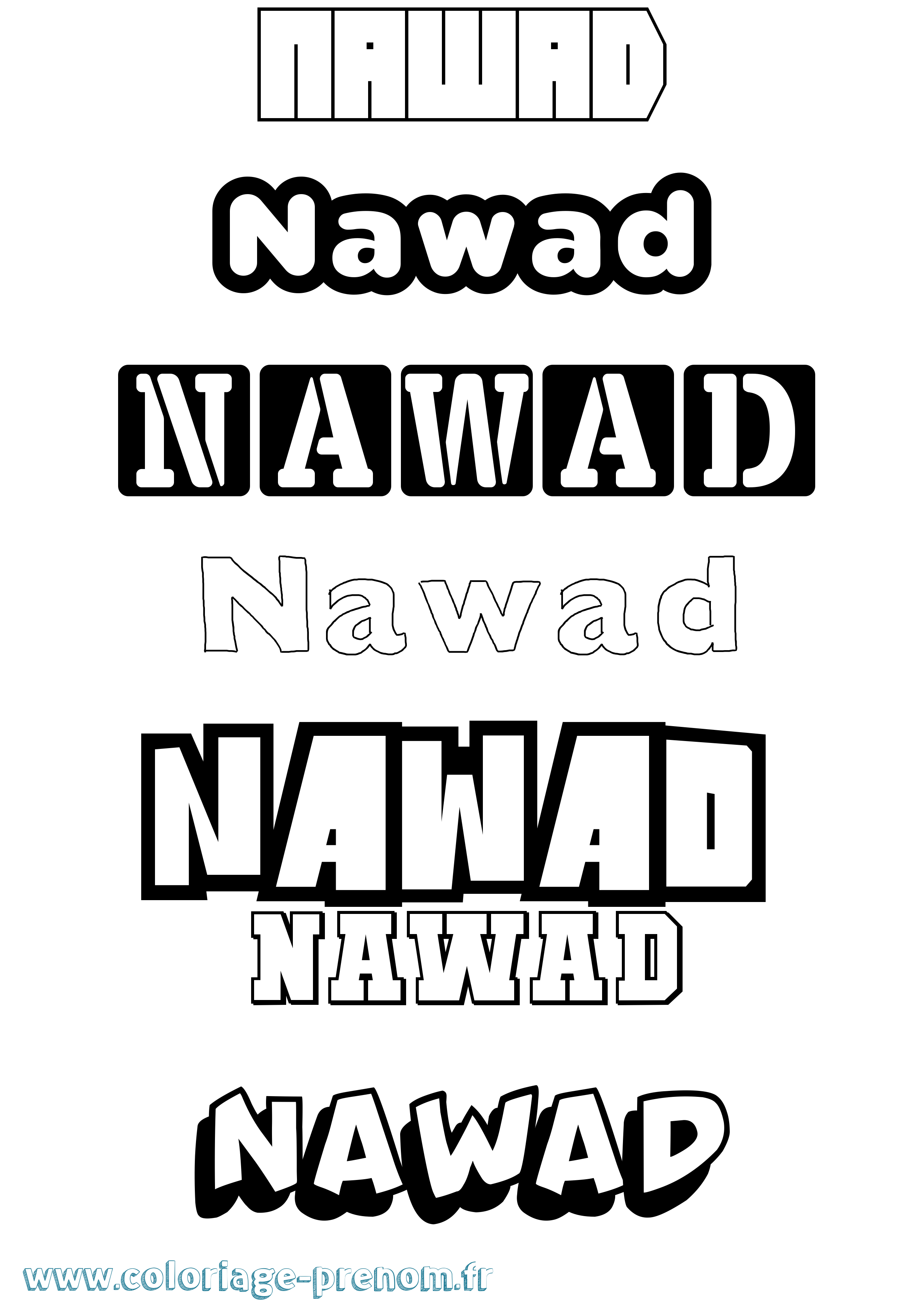 Coloriage Nawad Simple Coloriage prénom Nawad Simple