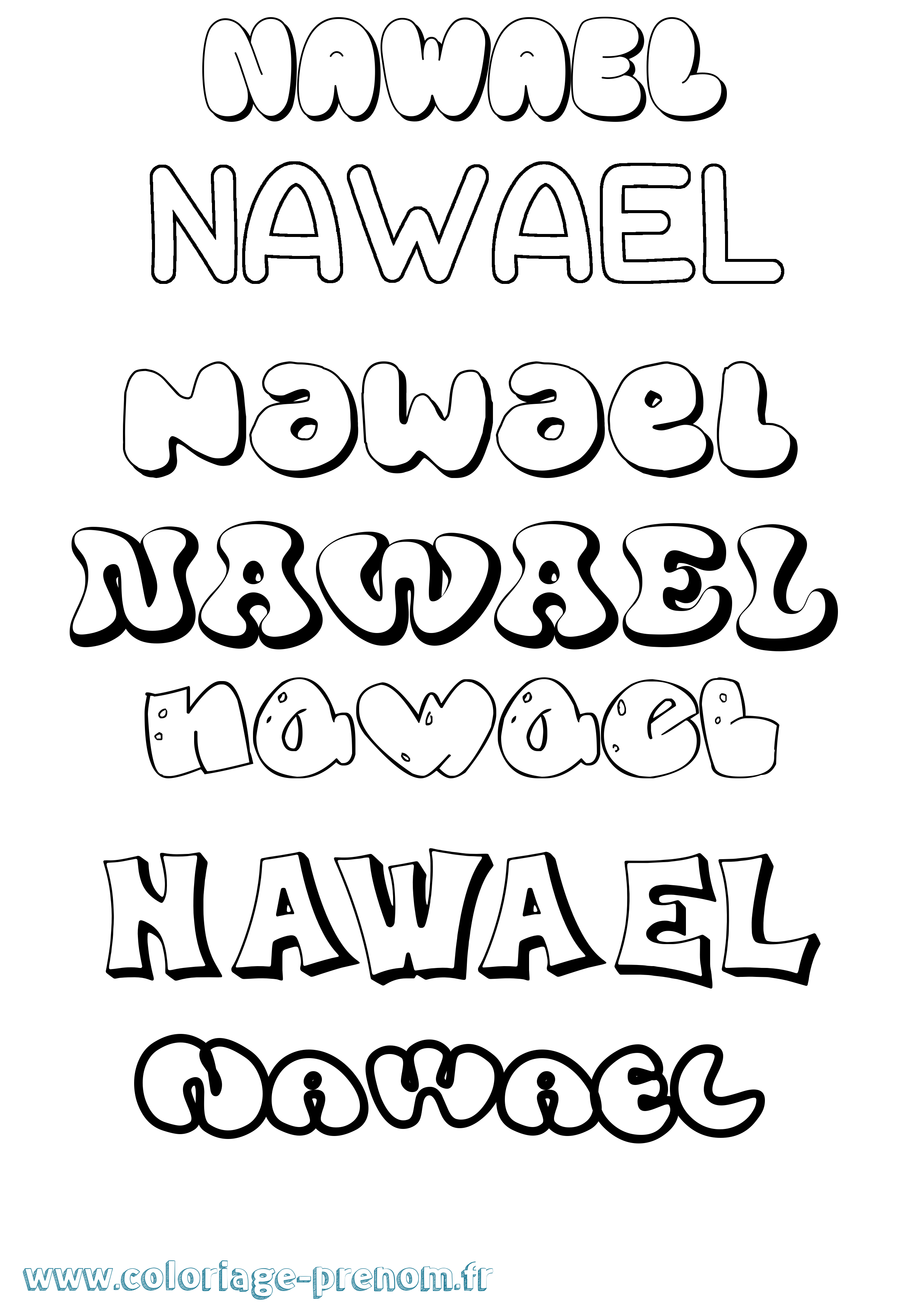 Coloriage Nawael Bubble Coloriage prénom Nawael Bubble