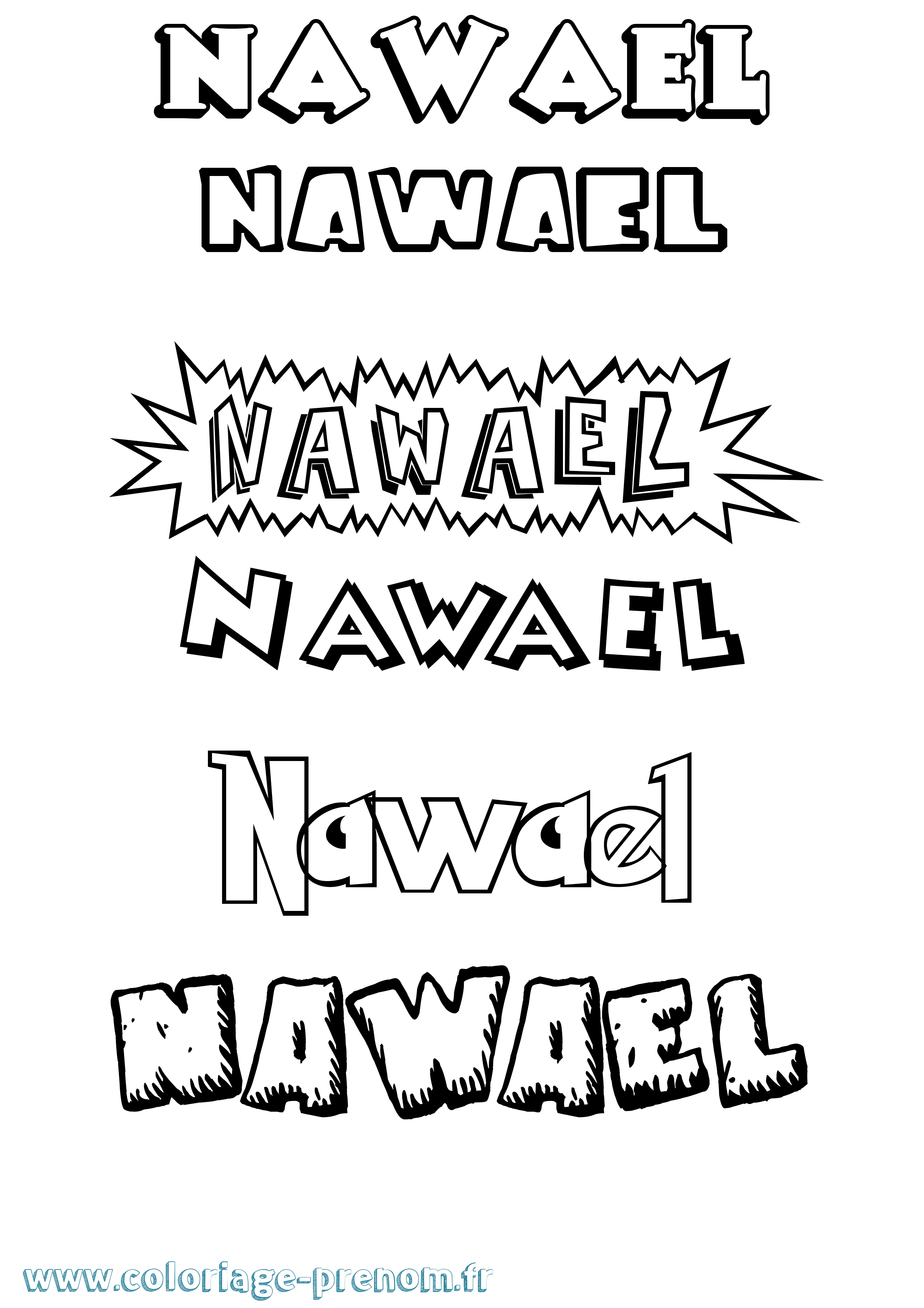 Coloriage Nawael Dessin Animé Coloriage prénom Nawael Dessin Animé
