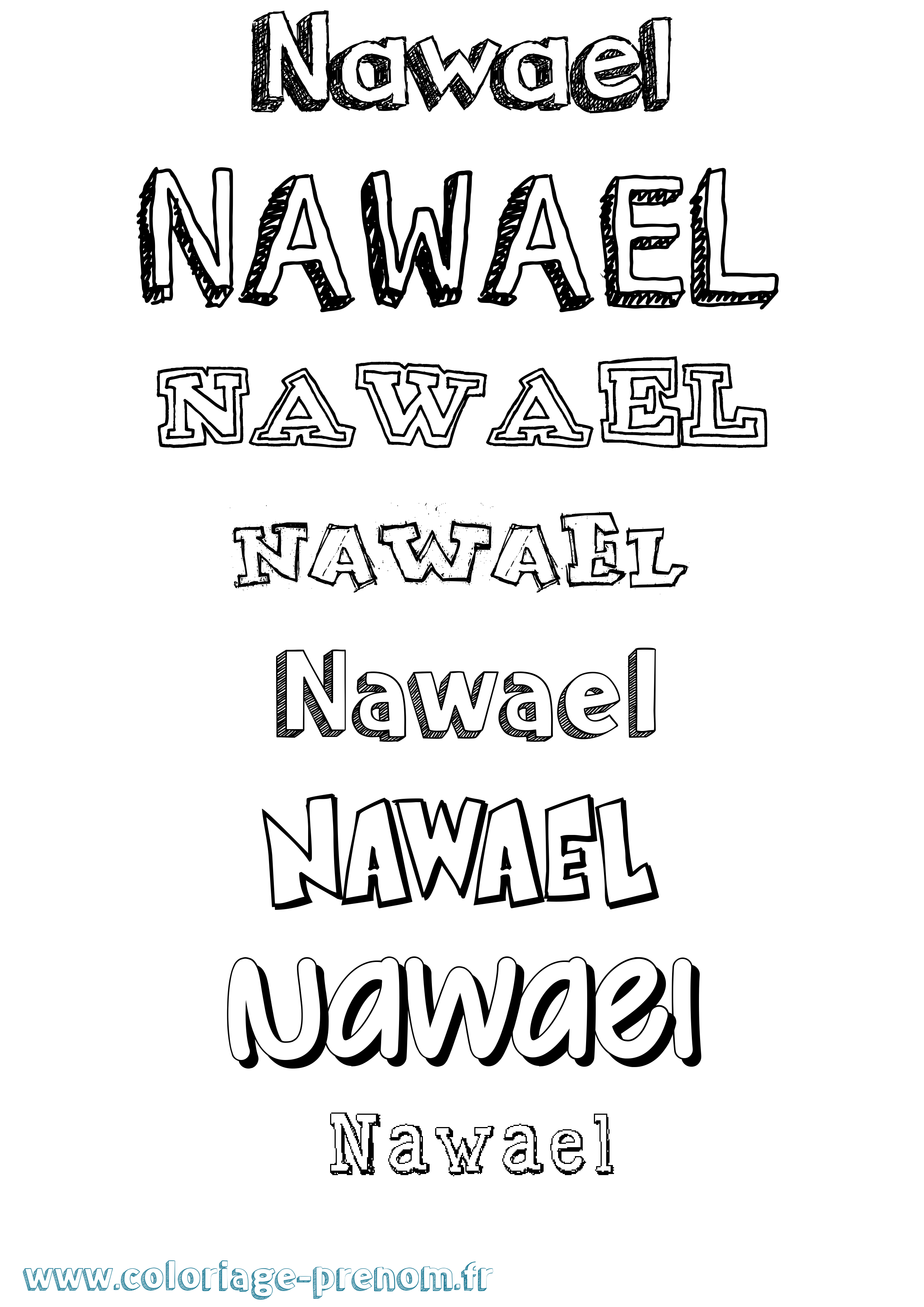 Coloriage Nawael Dessiné Coloriage prénom Nawael Dessiné