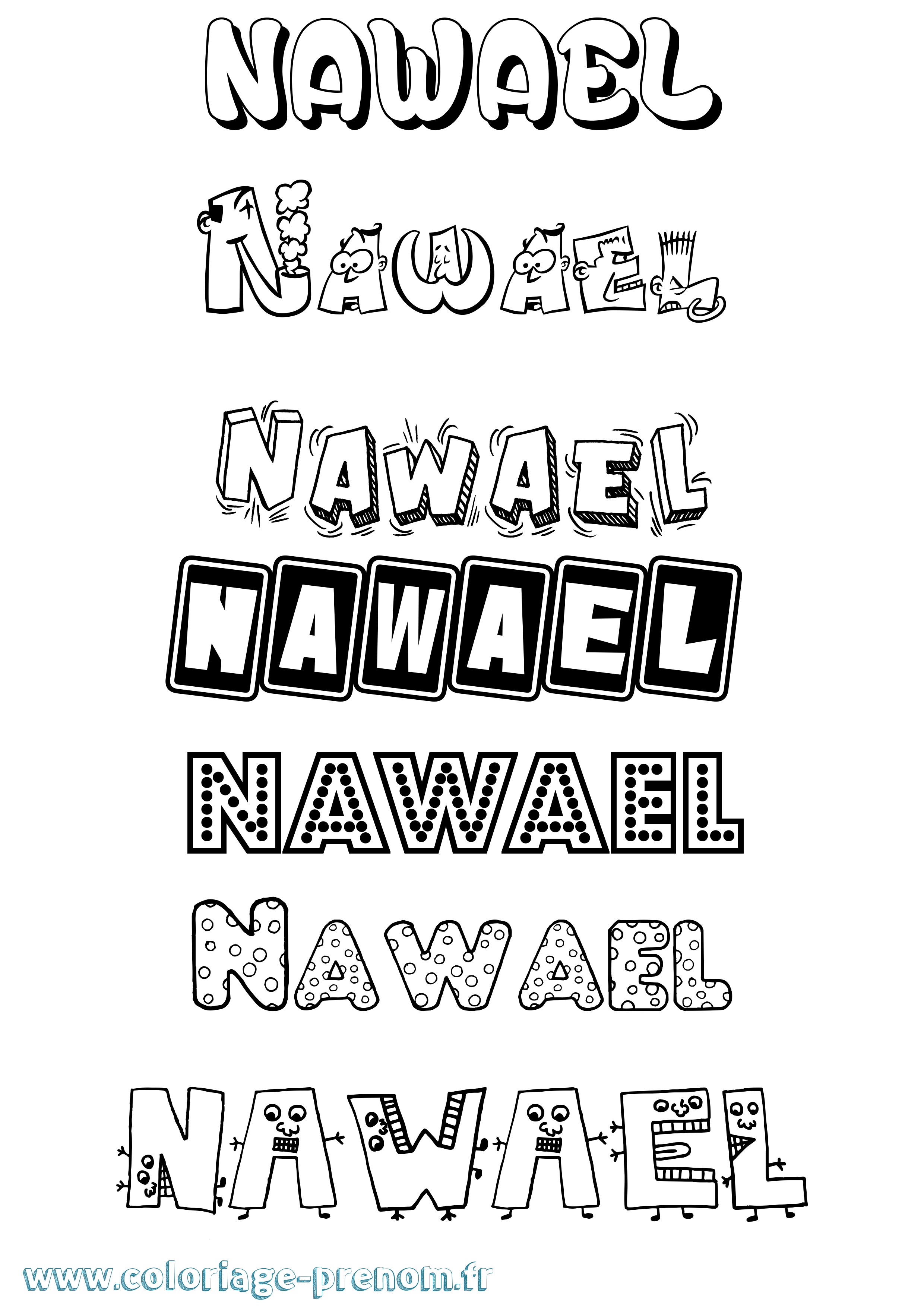 Coloriage Nawael Fun Coloriage prénom Nawael Fun