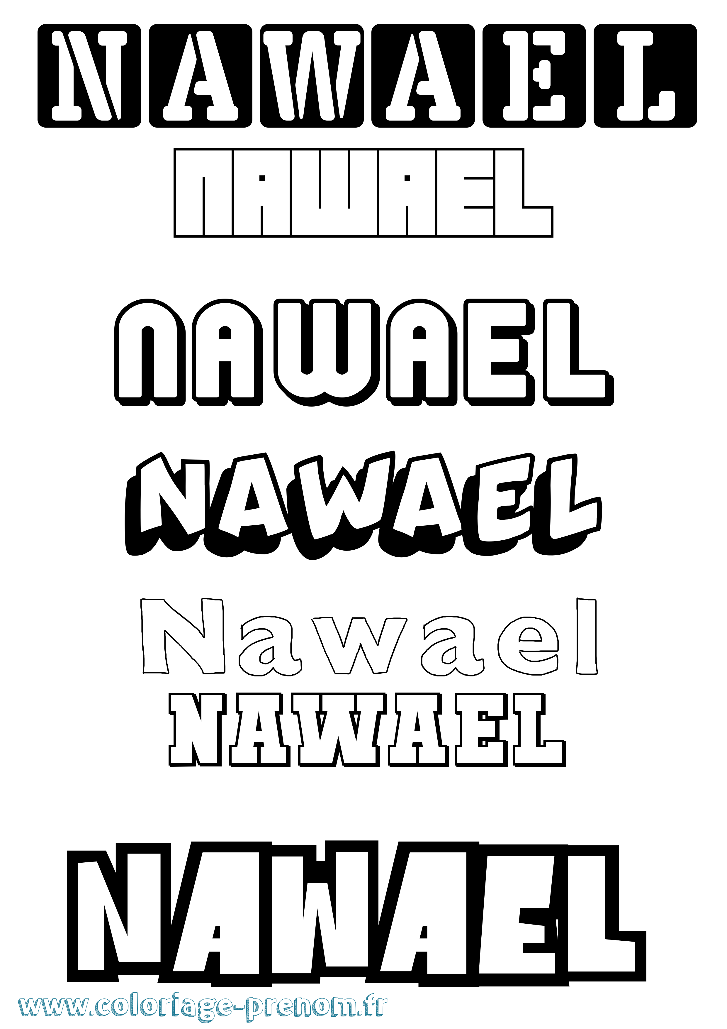 Coloriage Nawael Simple Coloriage prénom Nawael Simple