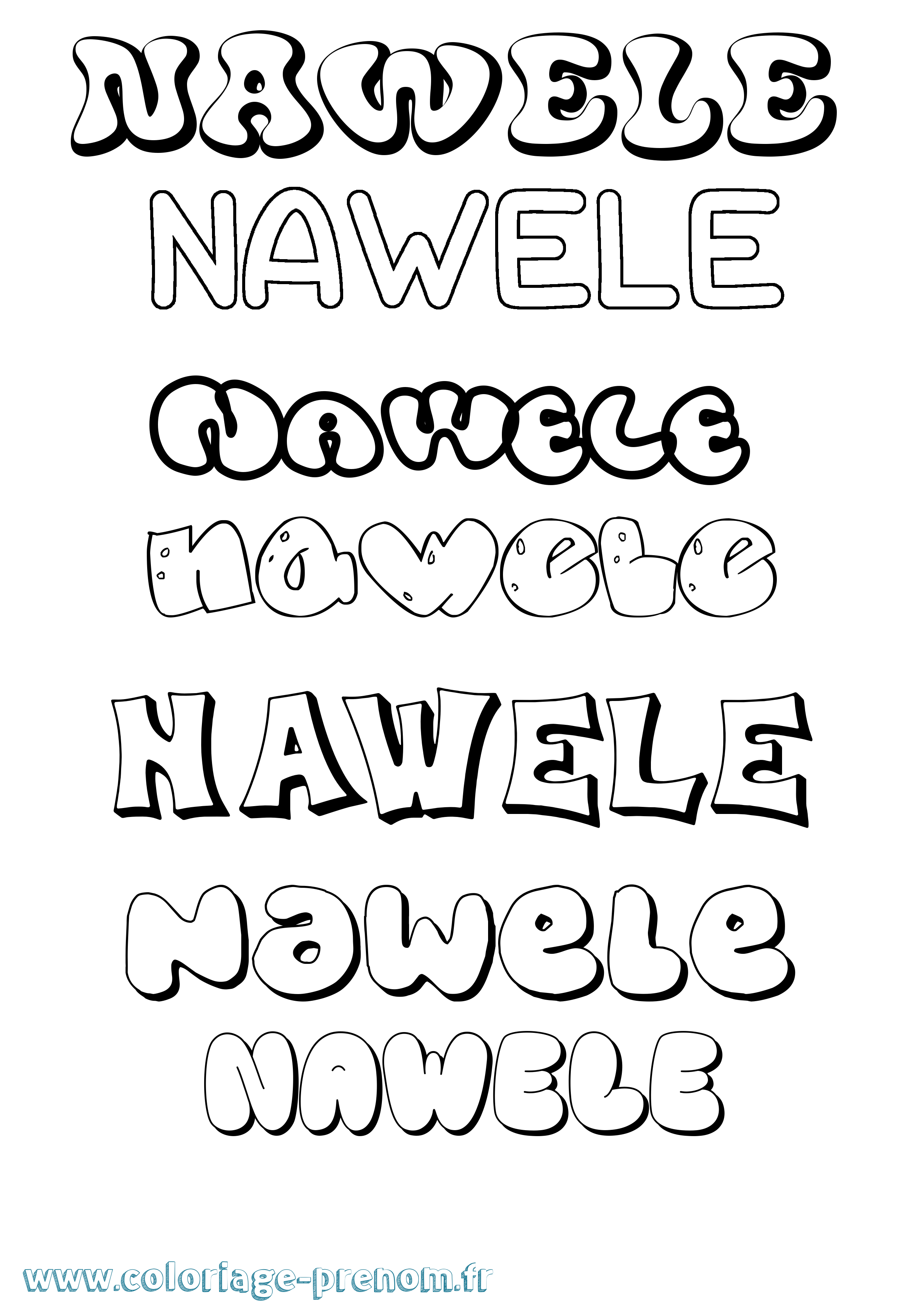Coloriage Nawele Bubble Coloriage prénom Nawele Bubble