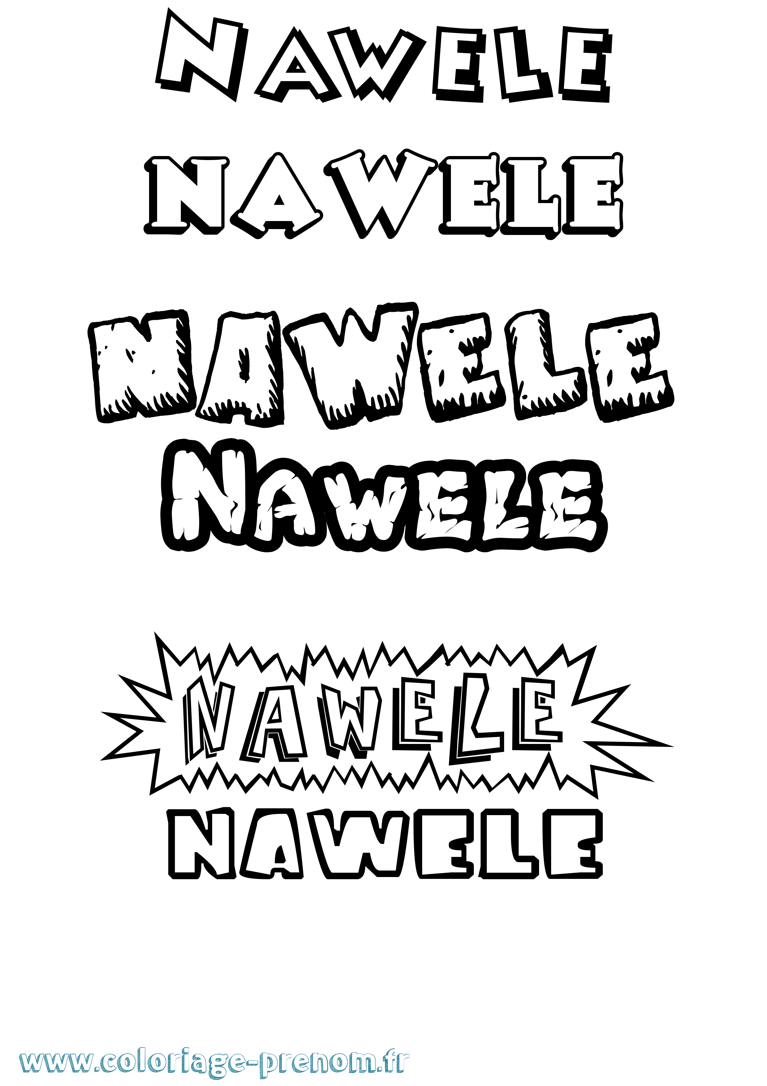 Coloriage Nawele Dessin Animé Coloriage prénom Nawele Dessin Animé