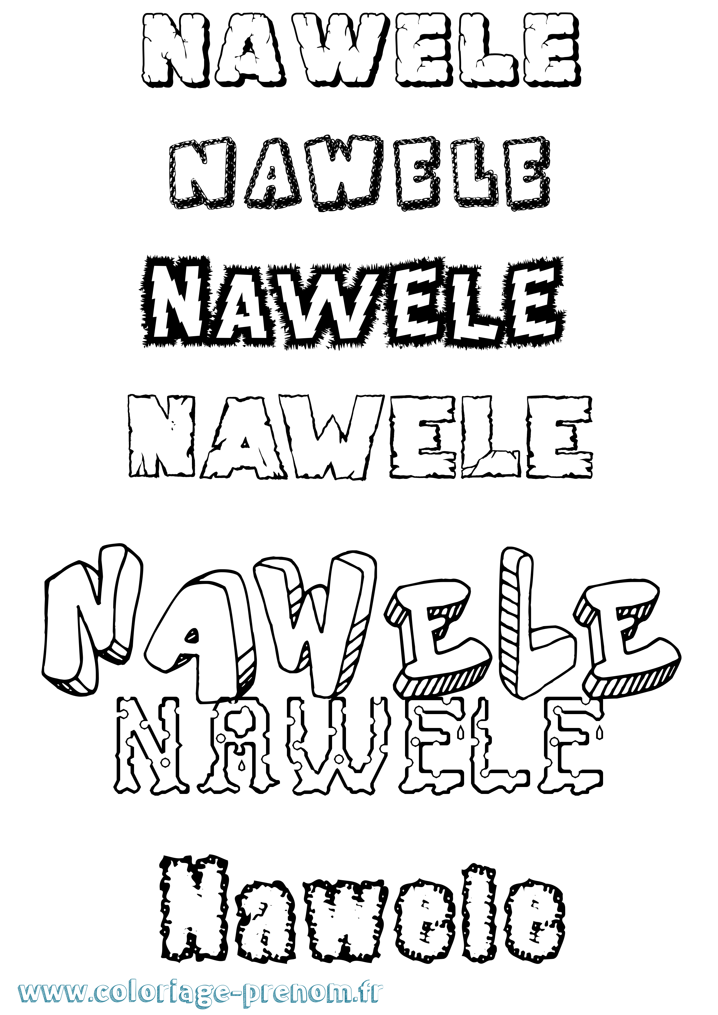 Coloriage Nawele Destructuré Coloriage prénom Nawele Destructuré