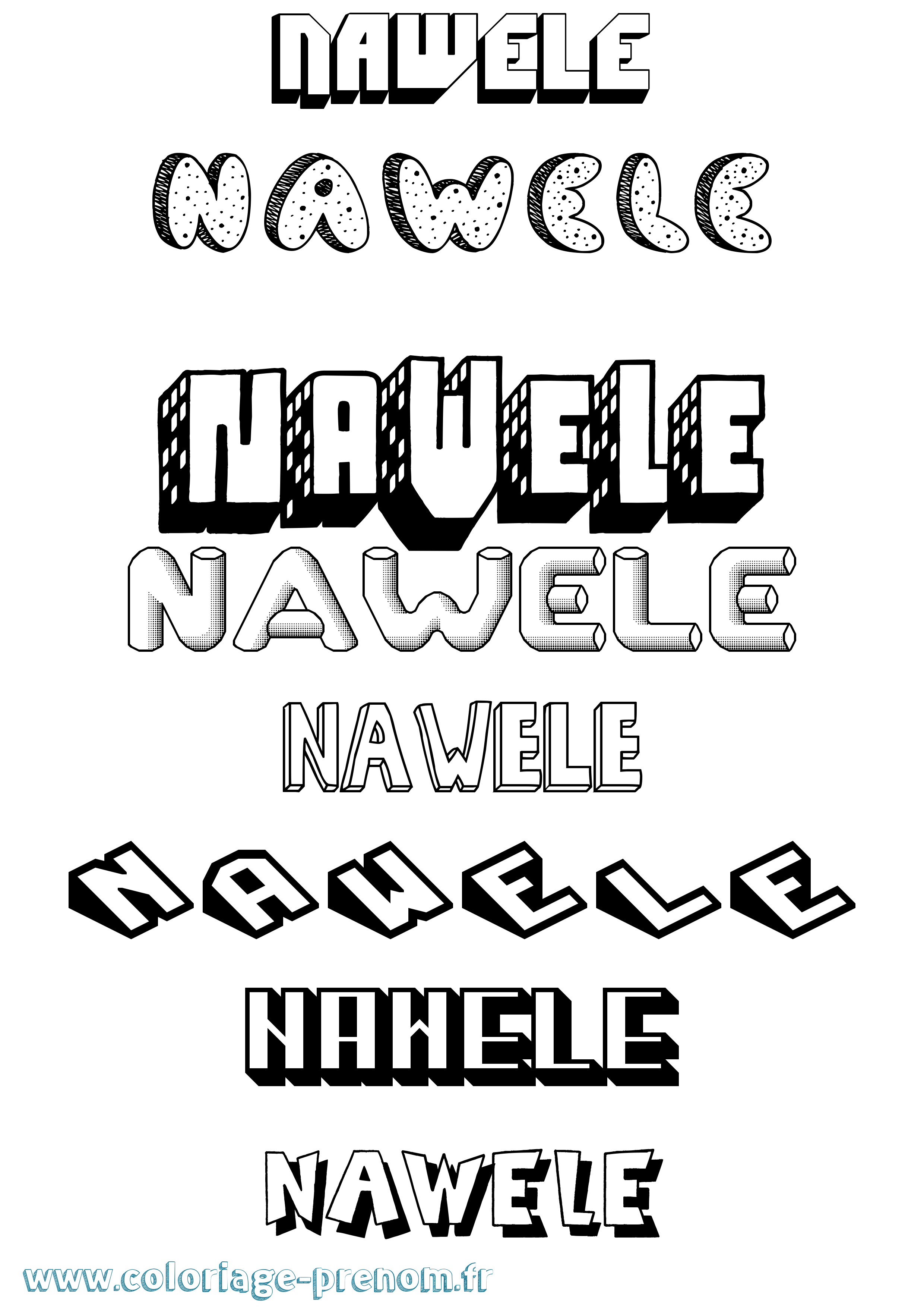 Coloriage Nawele Effet 3D Coloriage prénom Nawele Effet 3D