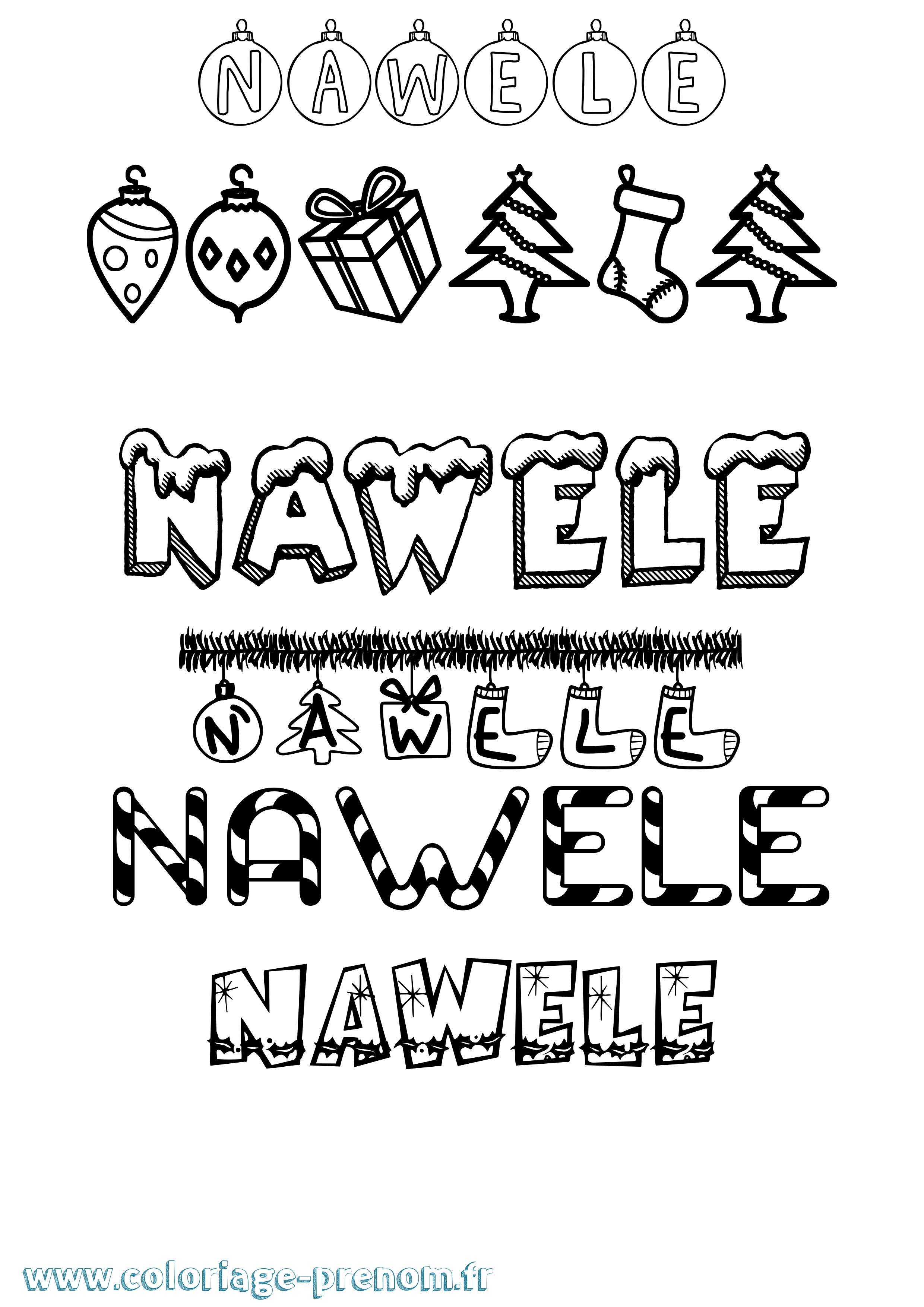 Coloriage Nawele Noël Coloriage prénom Nawele Noël