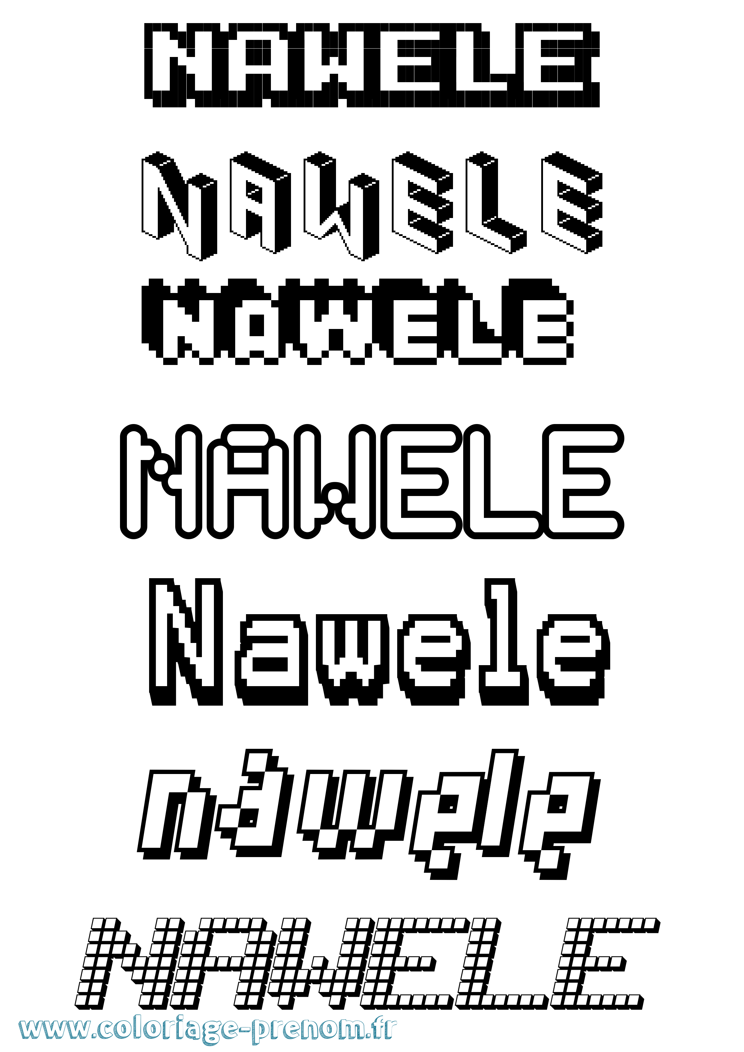 Coloriage Nawele Pixel Coloriage prénom Nawele Pixel