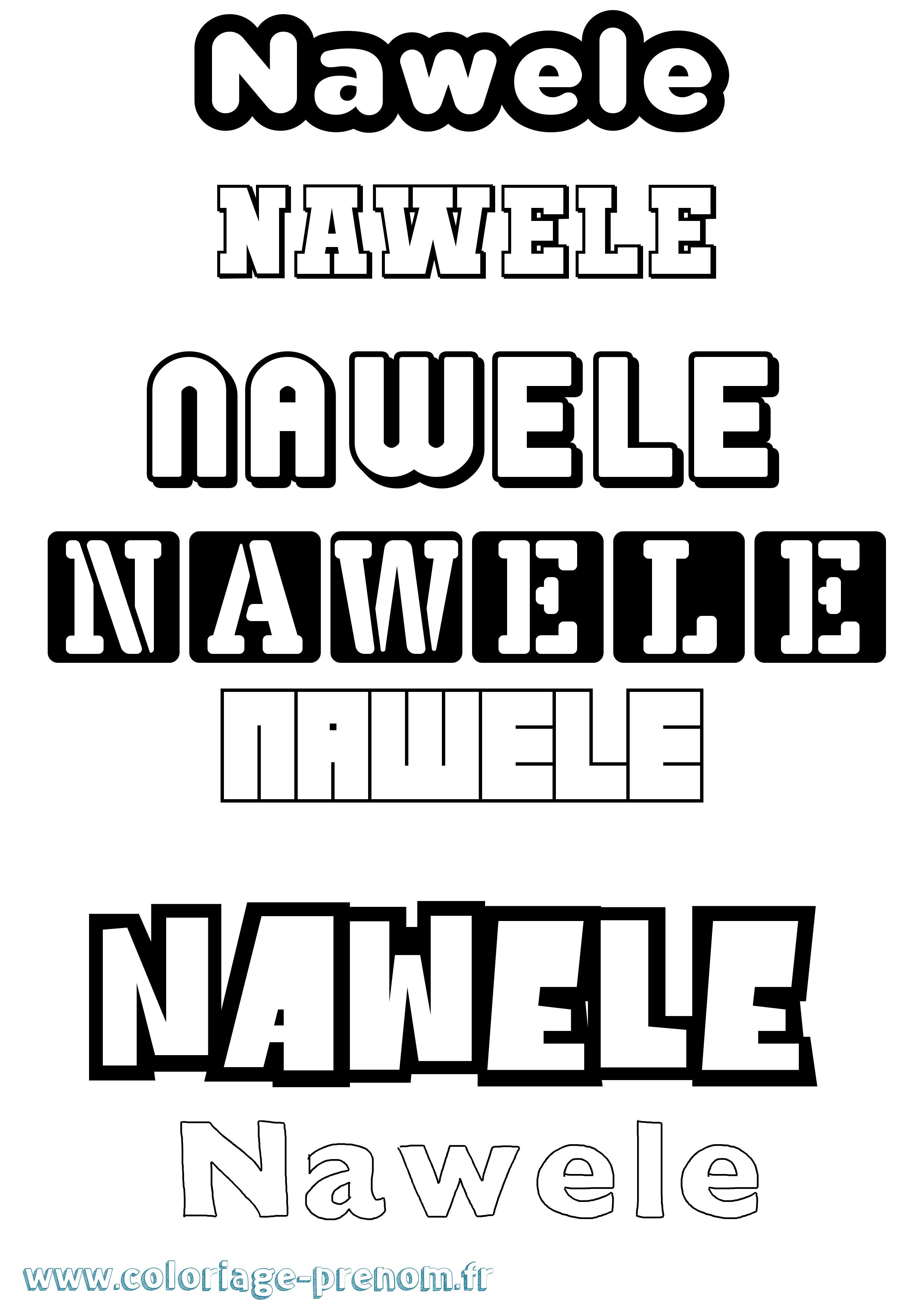 Coloriage Nawele Simple Coloriage prénom Nawele Simple