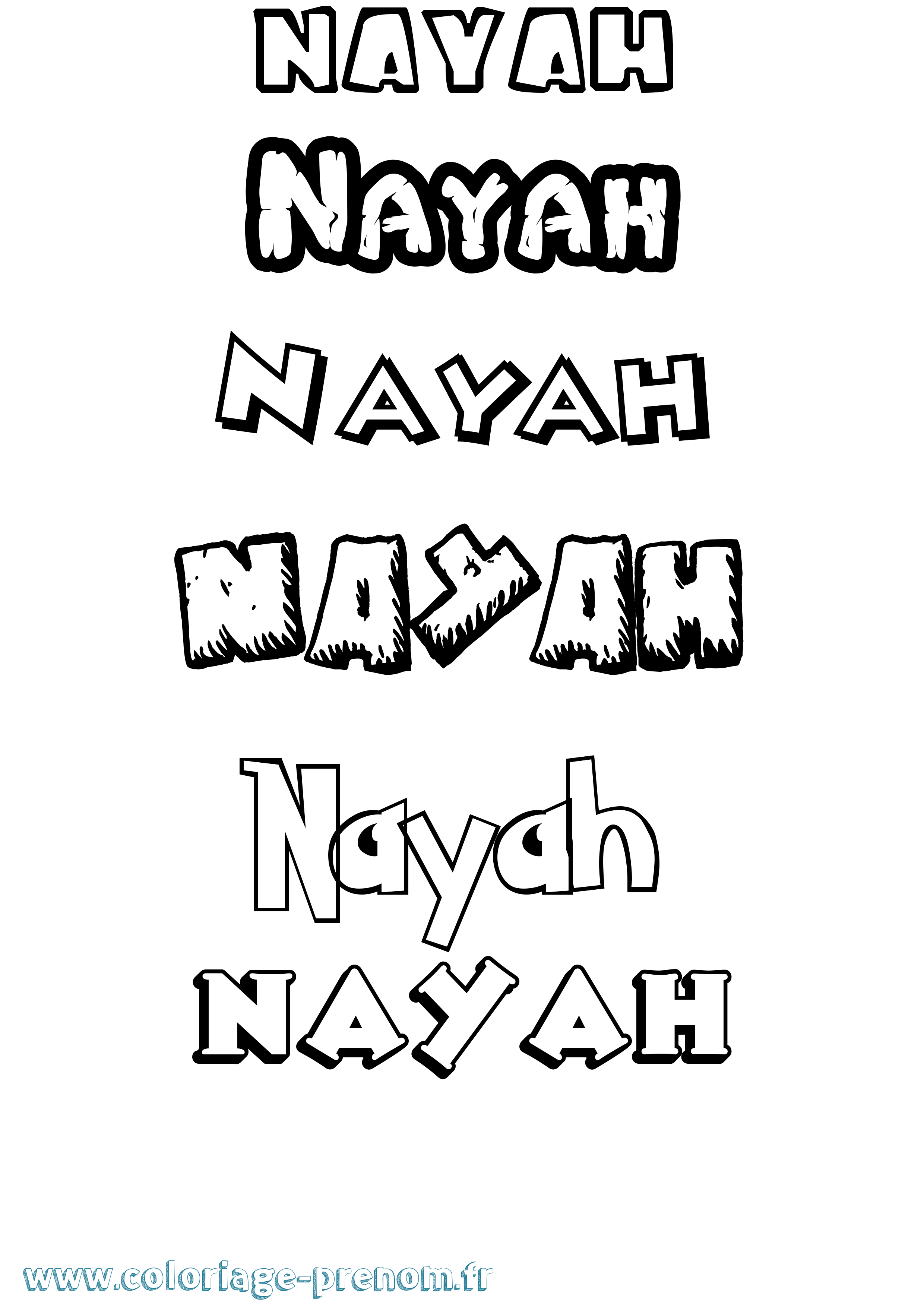 Coloriage Nayah Dessin Animé Coloriage prénom Nayah Dessin Animé