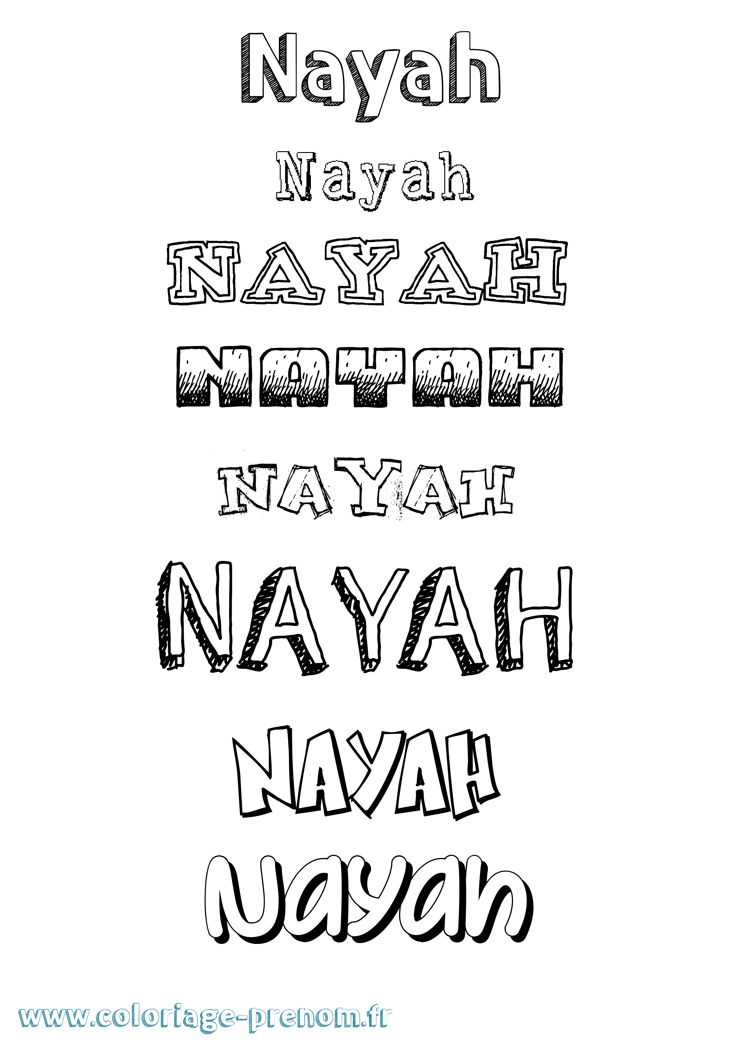 Coloriage Nayah Dessiné Coloriage prénom Nayah Dessiné