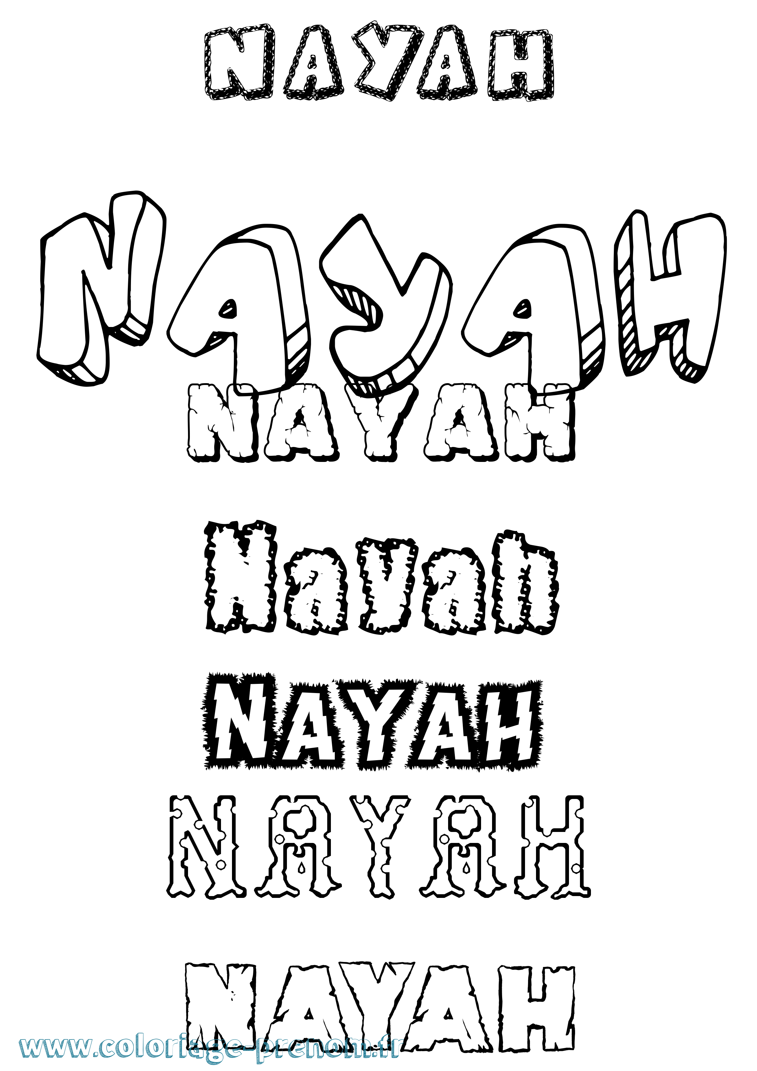 Coloriage Nayah Destructuré Coloriage prénom Nayah Destructuré