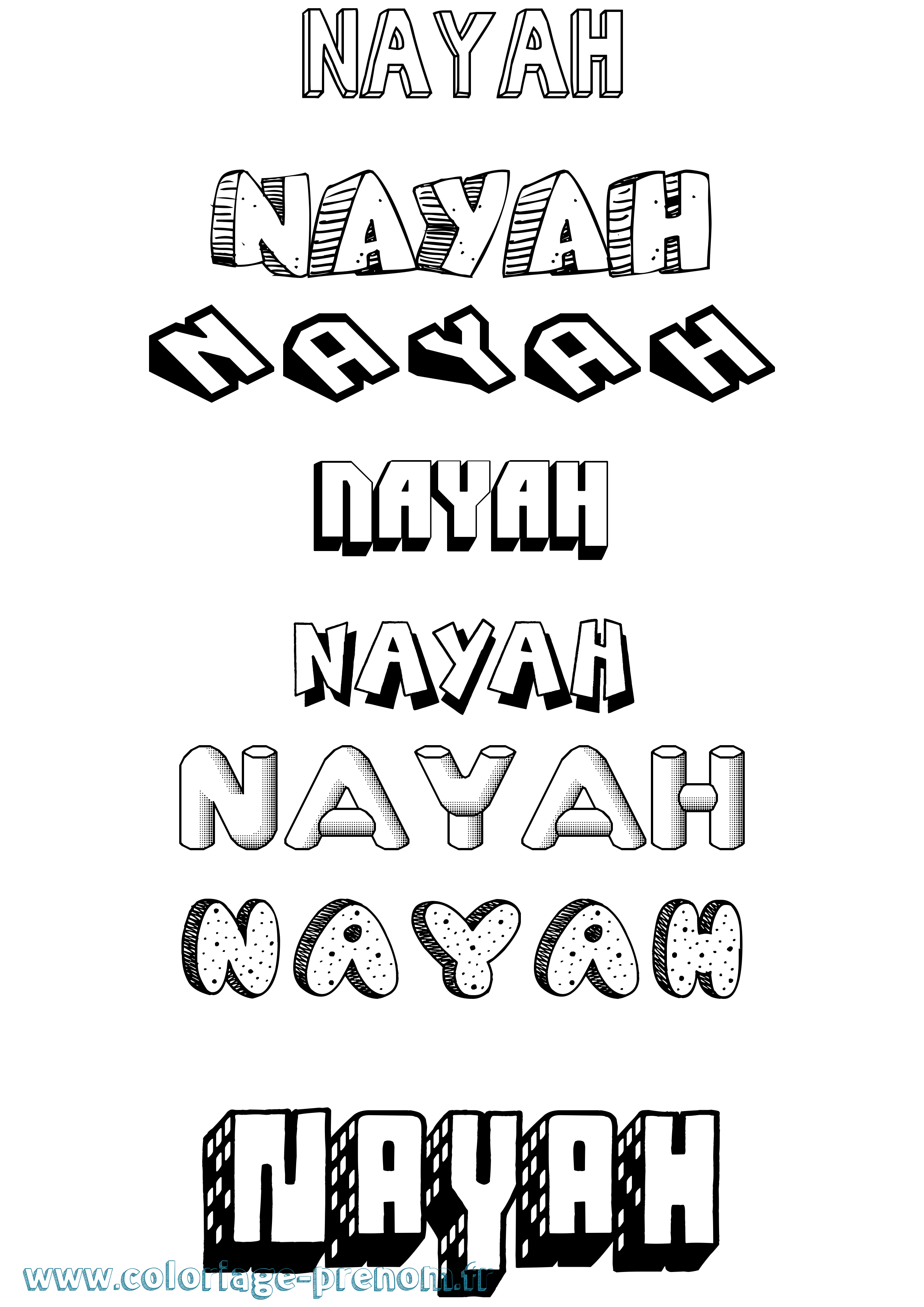 Coloriage Nayah Effet 3D Coloriage prénom Nayah Effet 3D
