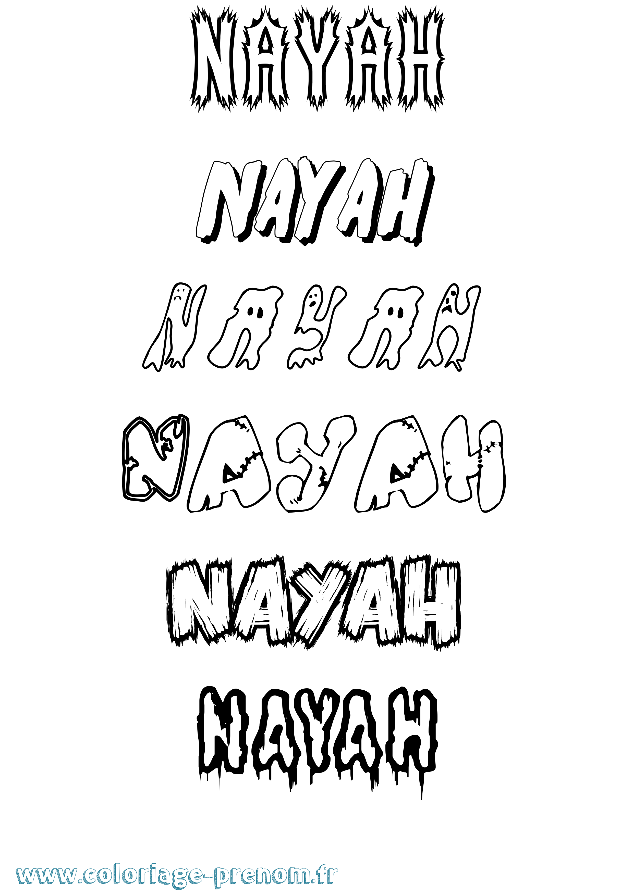 Coloriage Nayah Frisson Coloriage prénom Nayah Frisson
